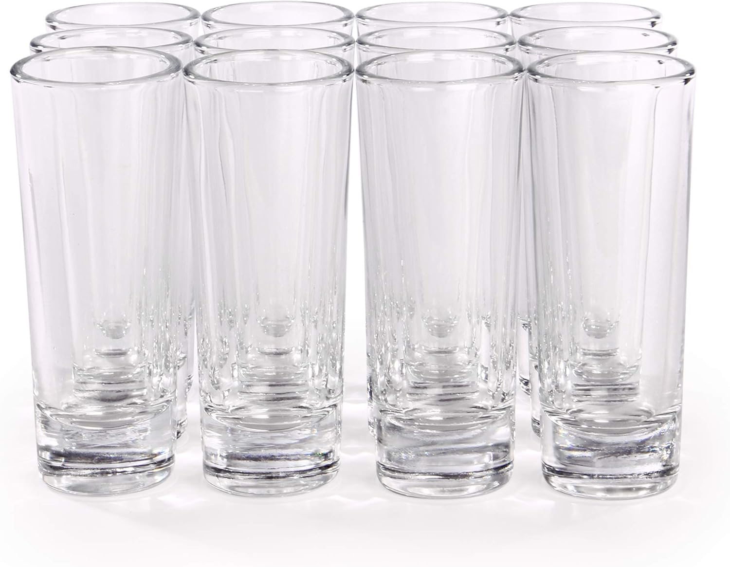 Large Shot Glasses - Set of 12 | Party Vodka, Spirit, Liqueur & Digestif Shooter Set | Contemporary Modern Design Glassware | Dishwasher Safe | M&W