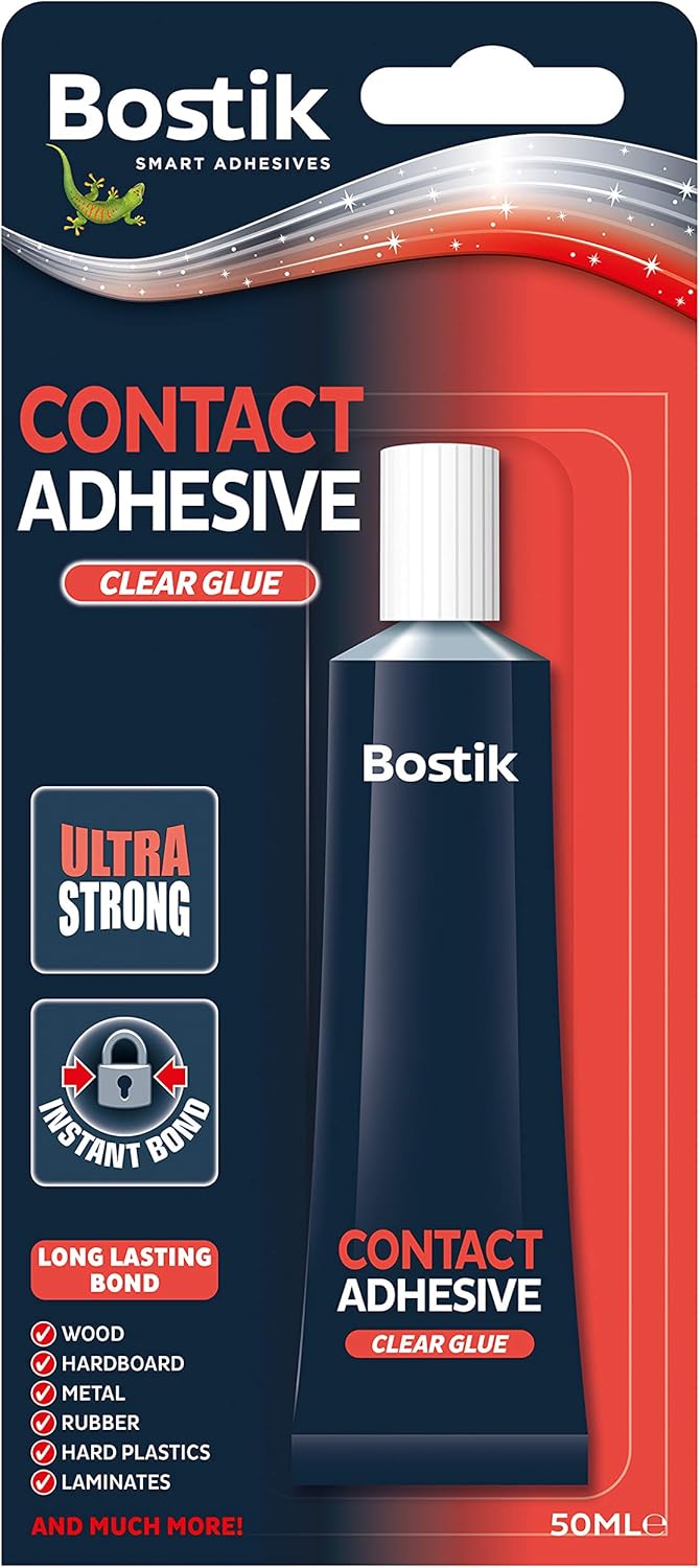 Bostik Contact Adhesive, Instant Bond, Quick Drying, Colour: Clear, Size: 50ml Tube