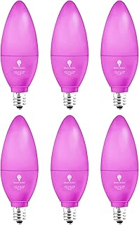 6 Pack BlueX LED Candle Pink Light Bulb - 4W (40Watt Equivalent) - E12 Base Pink LED Pink Bulb, Party Decoration, Porch, Home Lighting, Holiday Lighting, Chandelier Light Bulbs, Candelabra Bulbs