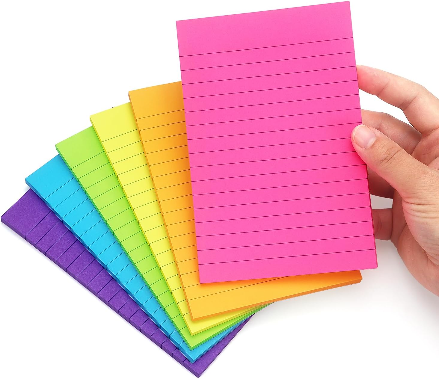 Early Buy Lined Sticky Notes, 4x6 in, 6 Bright Color, 6 Pads, 45 Sheets/Pad