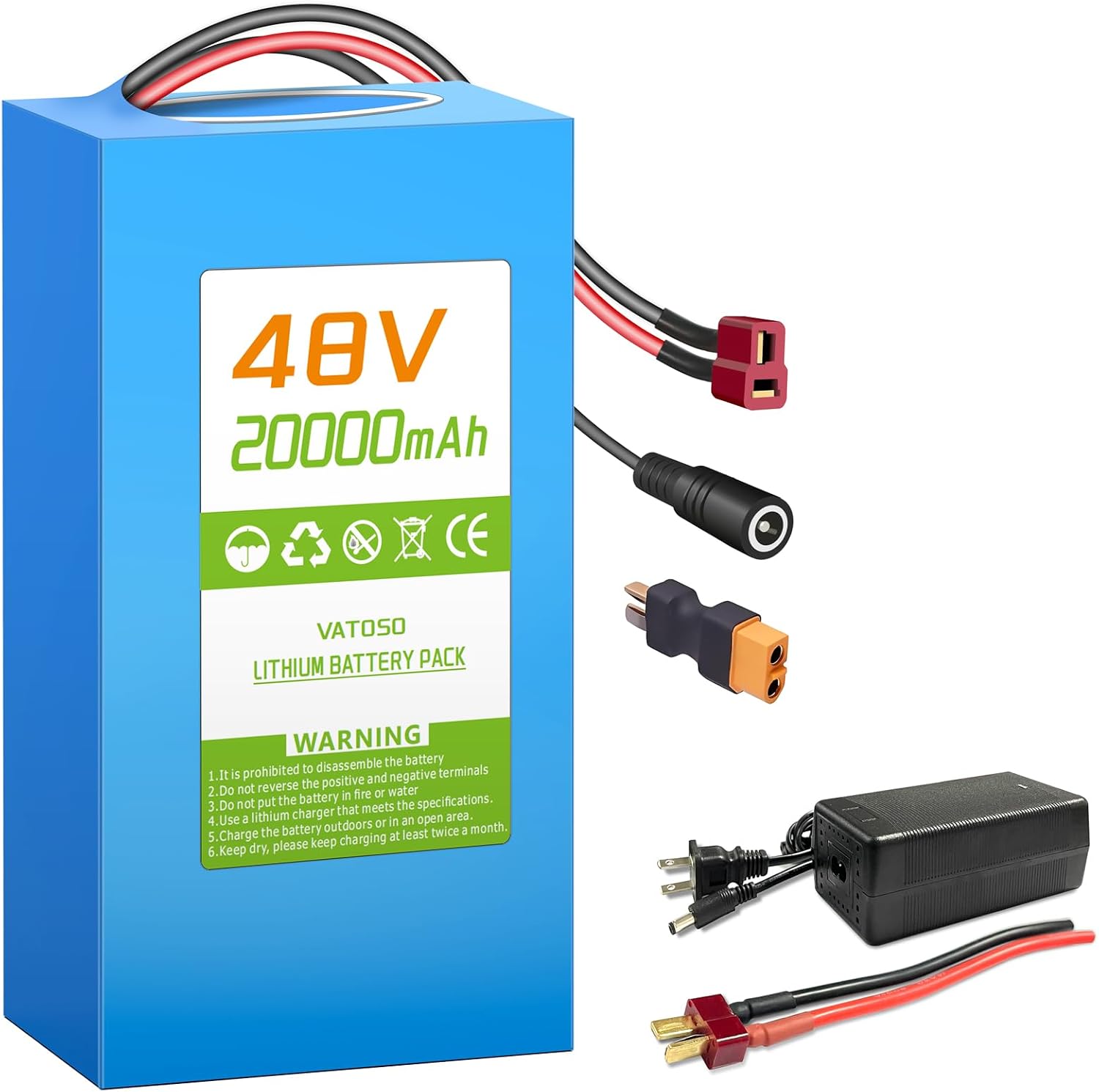 48V20AH Lithium Ebike Battery with 30A BMS, Compatible with 100W-1400W Motors, for Electric Bikes, Scooters, ATVs, Electric Dirt Bikes