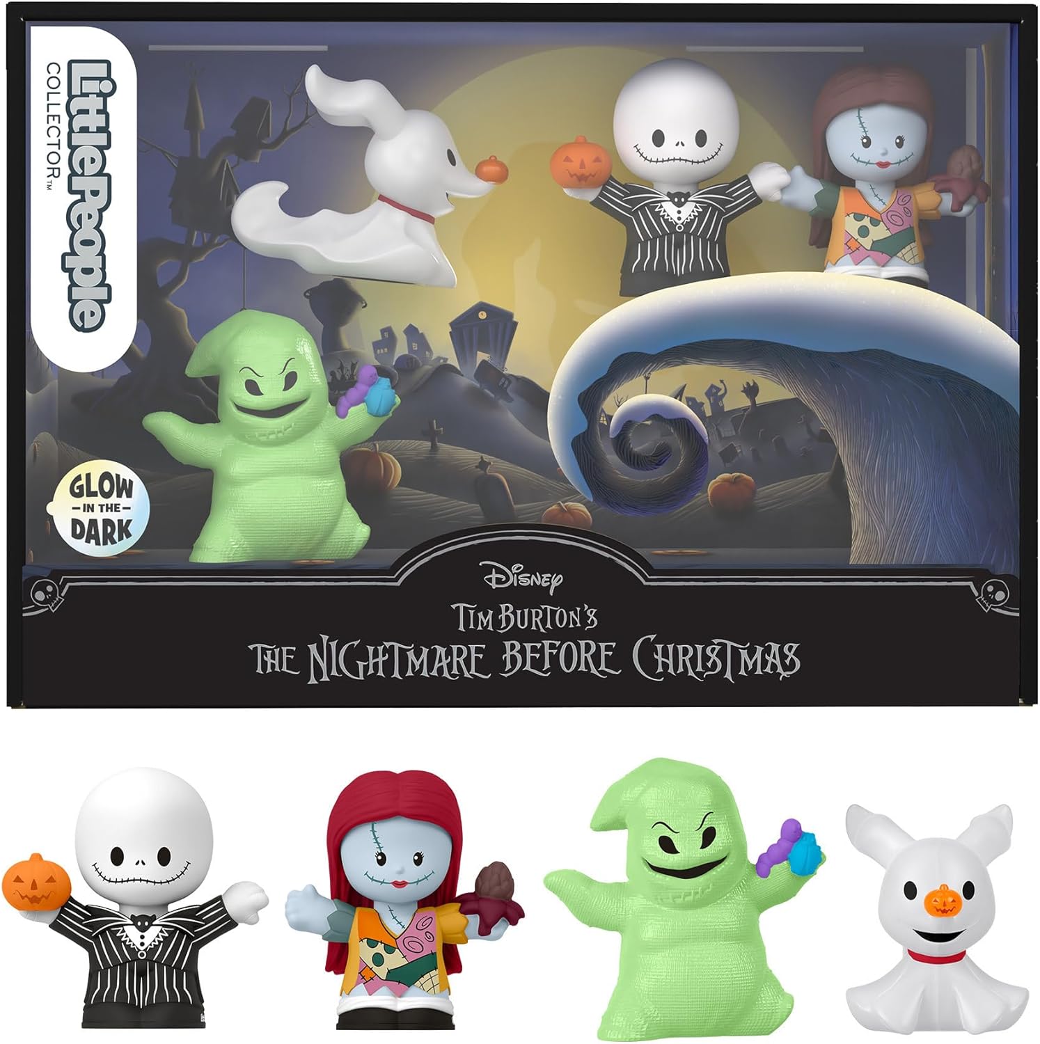 Little People Collector Disney Tim Burton’s The Nightmare Before Christmas Special Edition Set for Adults & Fans, 4 Figures in Display Box