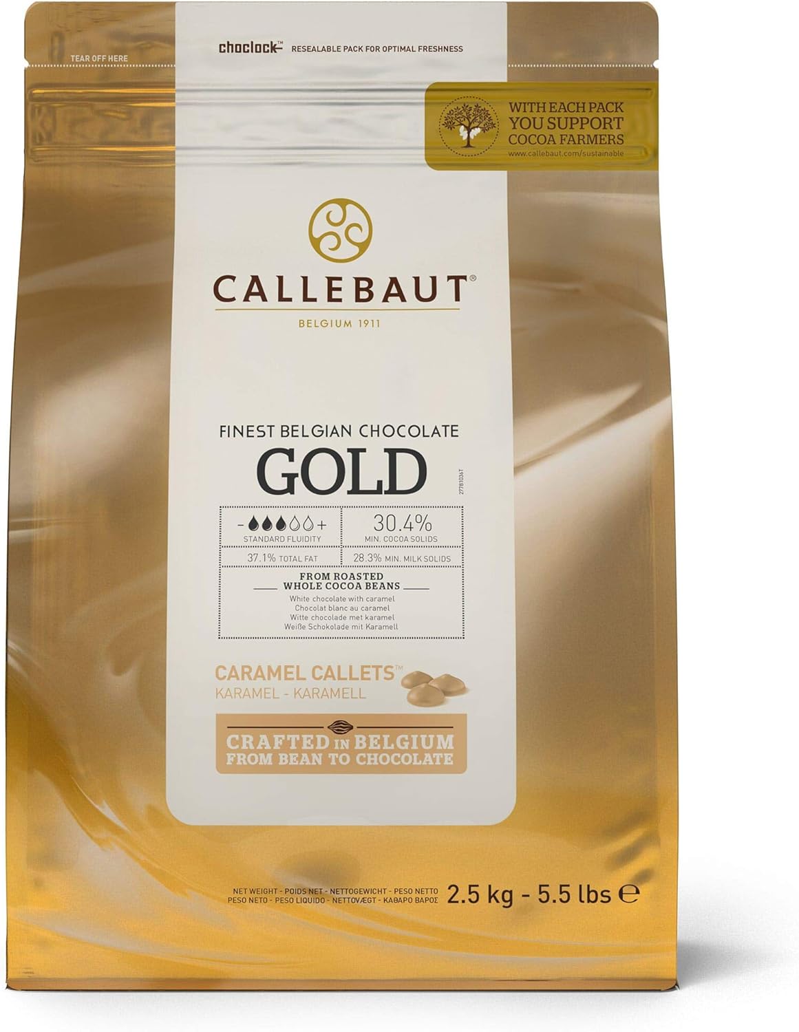 Callebaut Gold White Chocolate with Caramel Callets - 4x2.5kg