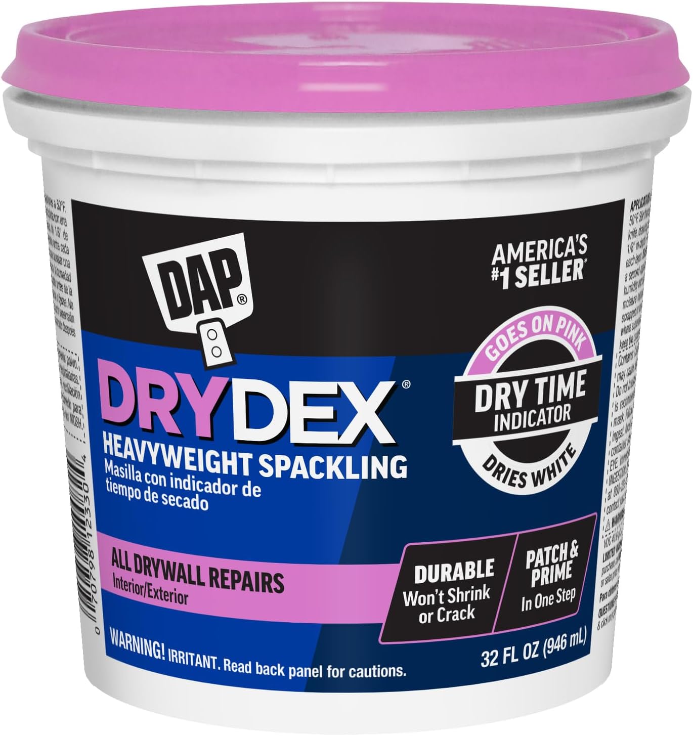 1 qt Dap 12330 DryDex Interior/Exterior Spackling, White