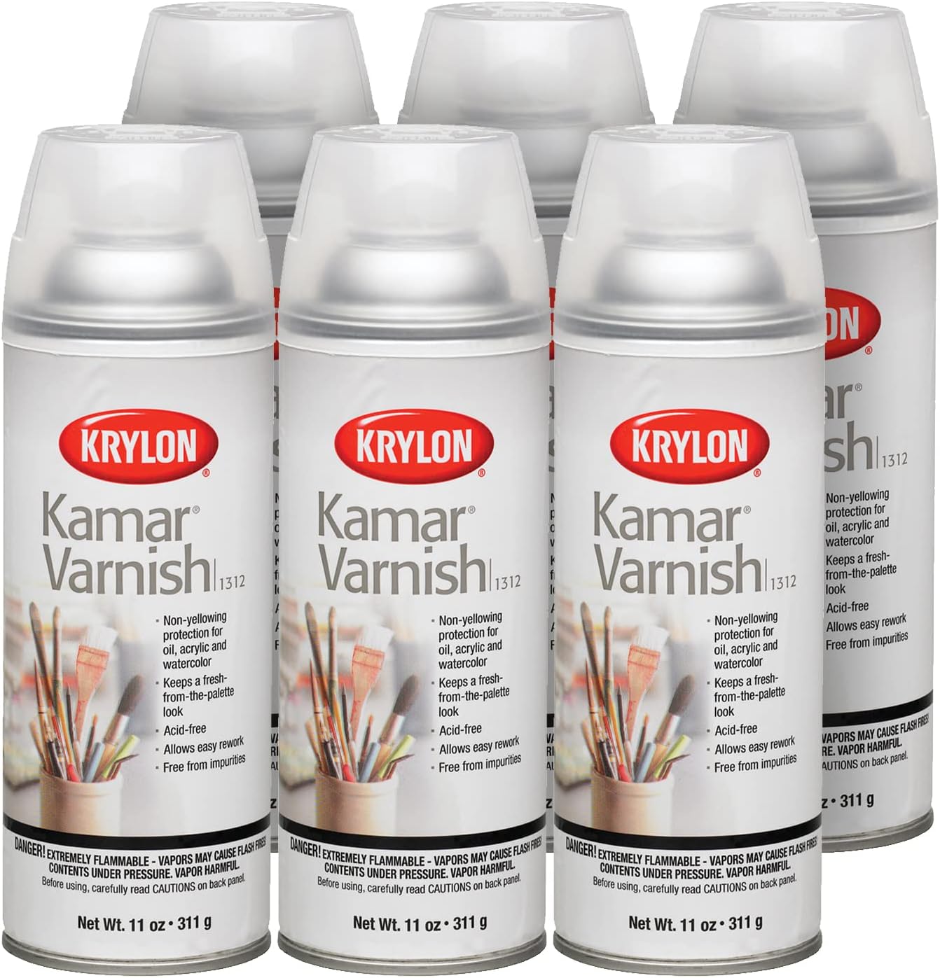 Krylon 1312 Kamar Varnish, Fine Art Spray, 11 Ounce (6 Pack)