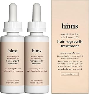 hims Extra Strength Hair Regrowth Treatment for Men with 5% Topical Minoxidil Solution for Hair Loss and Thinning Hair, Unscented, 2 Pack