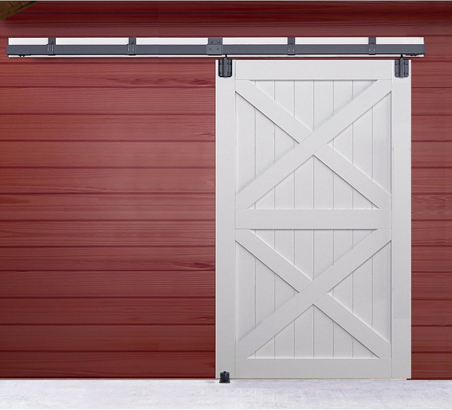 DIYHD 10FT Box Rail Heavy Duty Exterior Sliding Barn Door Hardware, Kit for 2 Door Use,Wall Mount,MAX Load 300lbs (No Door)