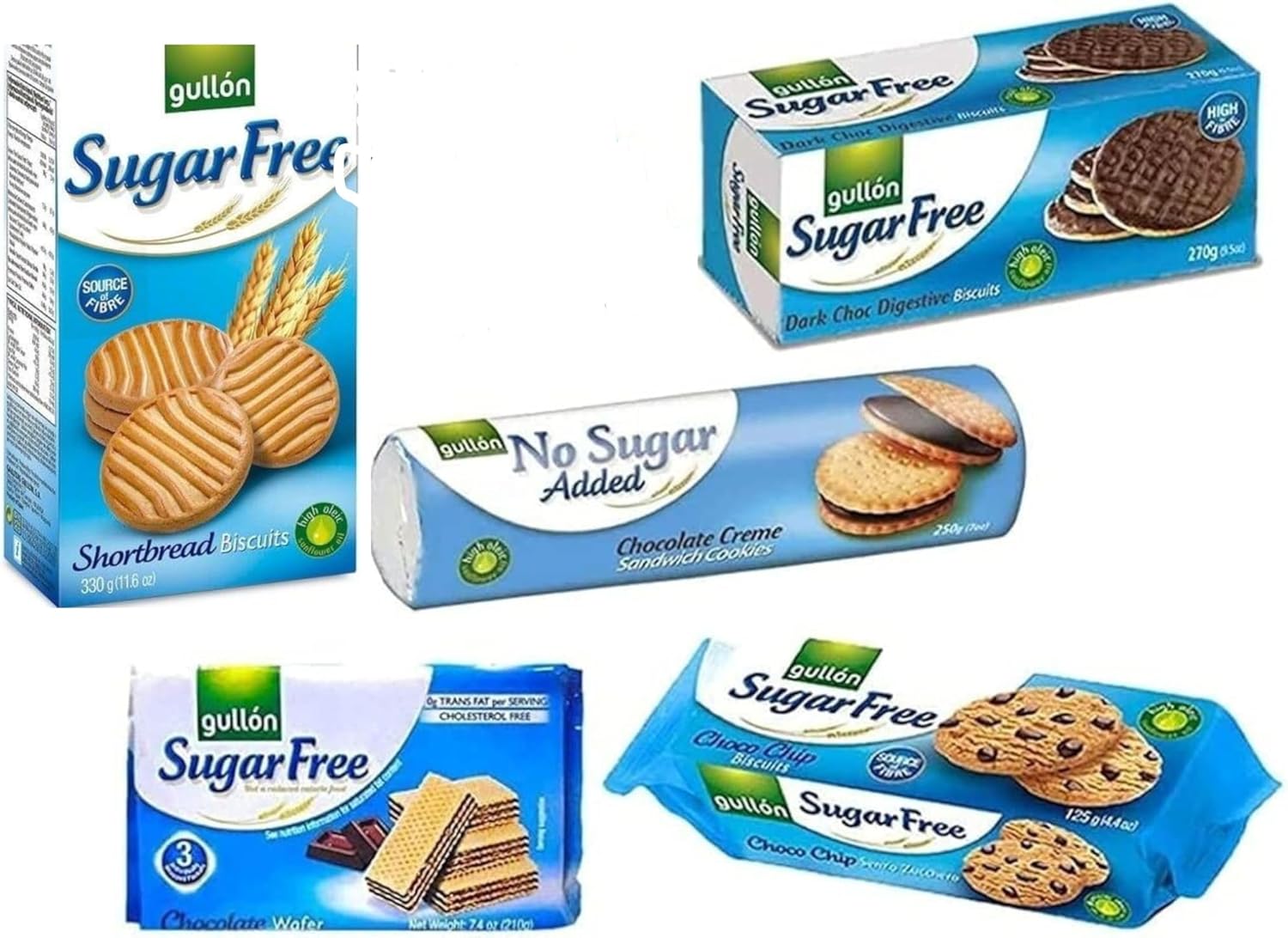 Gullon Sugar Free Biscuits Chocolate Mixed Variety Selection Diabectic 5 Pack