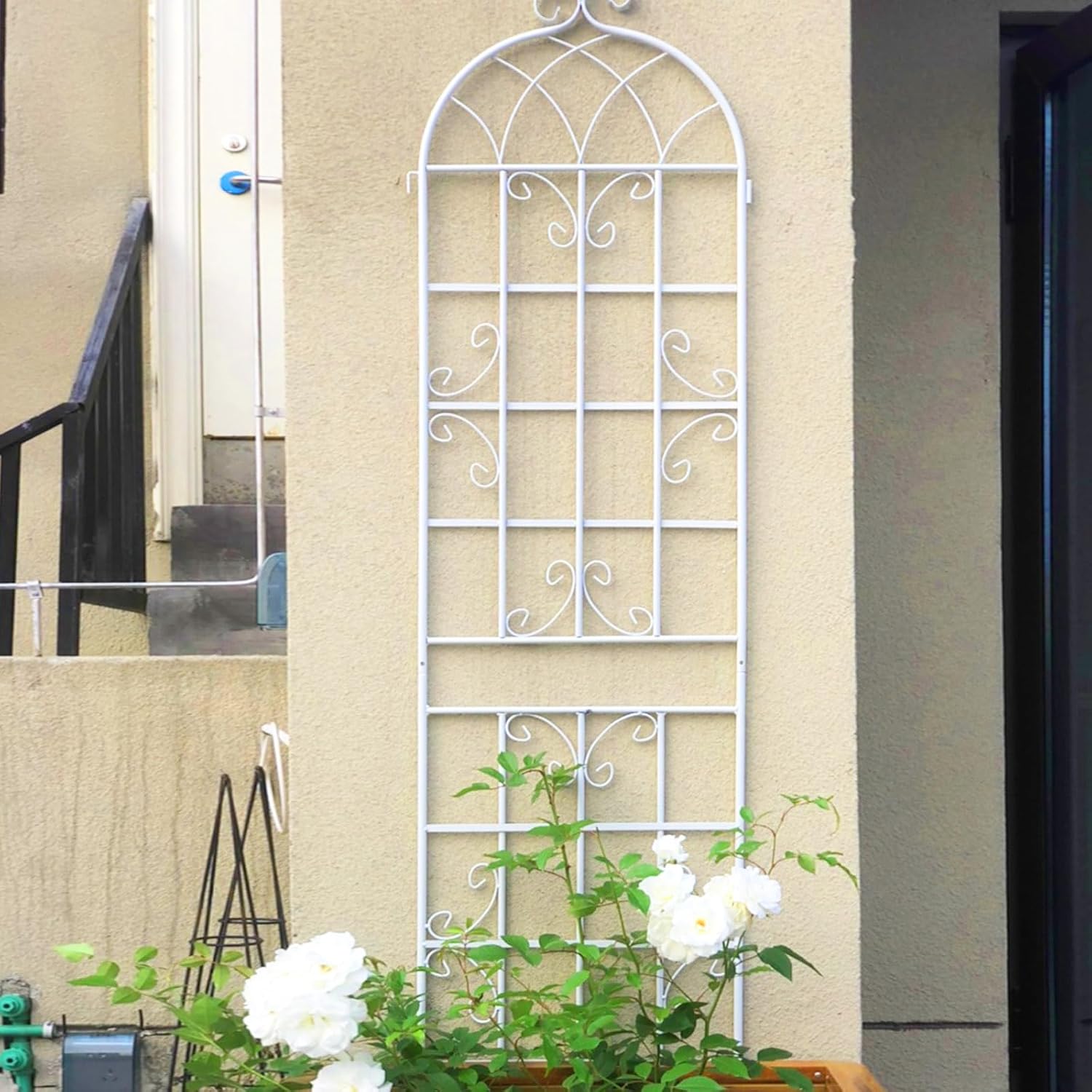 Petfu 2 Pack Garden Trellis for Climbing Plants,Rustproof Iron Plant Support Outdoor Flower Support,for Climbing Vines in Outdoor Garden,Lawn,Backyard,Patio,Metal GardenTrellis,86.7" H x 19.7",White