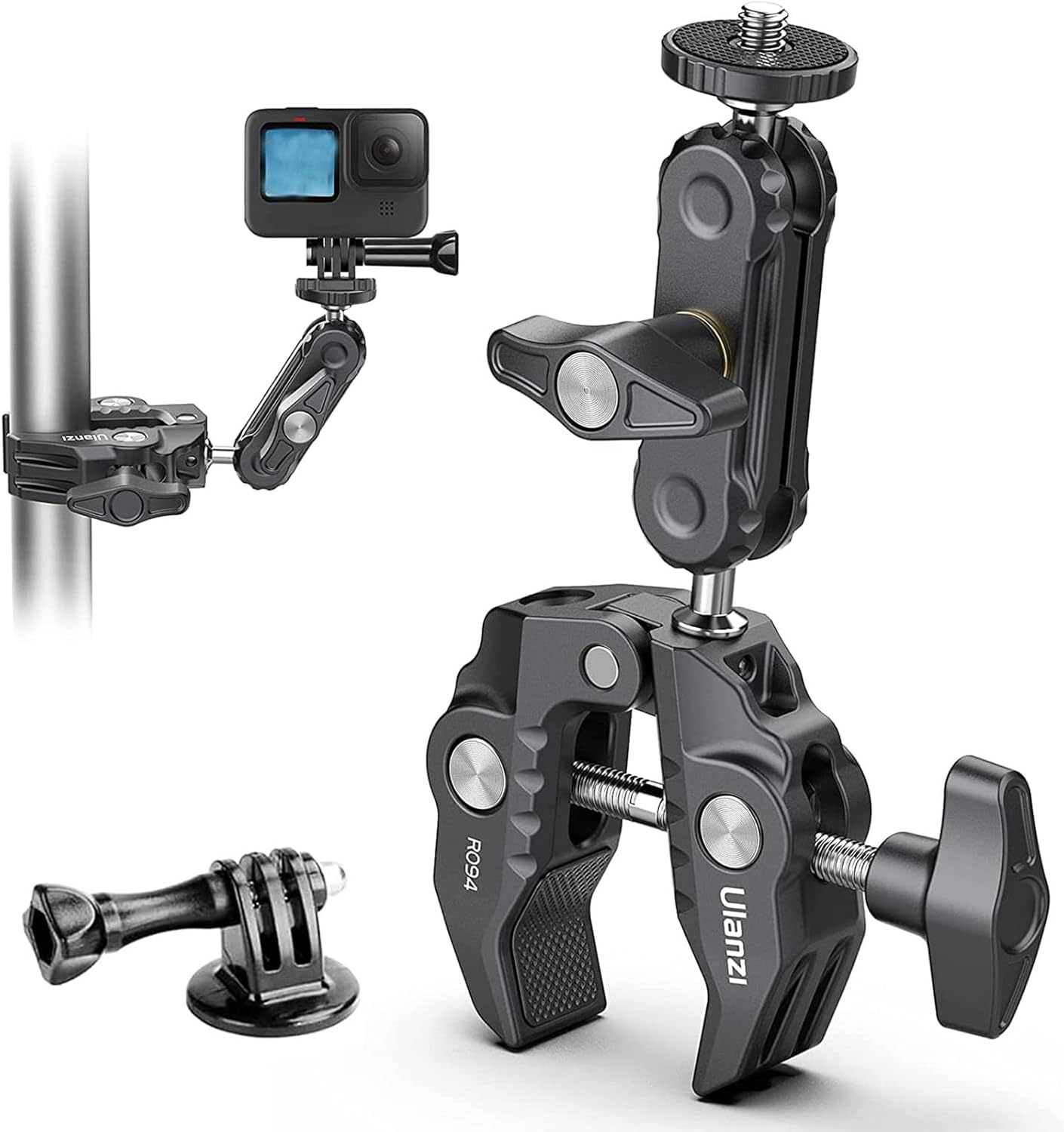 ULANZI Super Clamp Camera Clamp Mount Monitor 360° Magic Arm Double BallHead Adapter with 1/4"-20 & 3/8"-16 Thread for DSLR Camera/Gopro/LED Lights