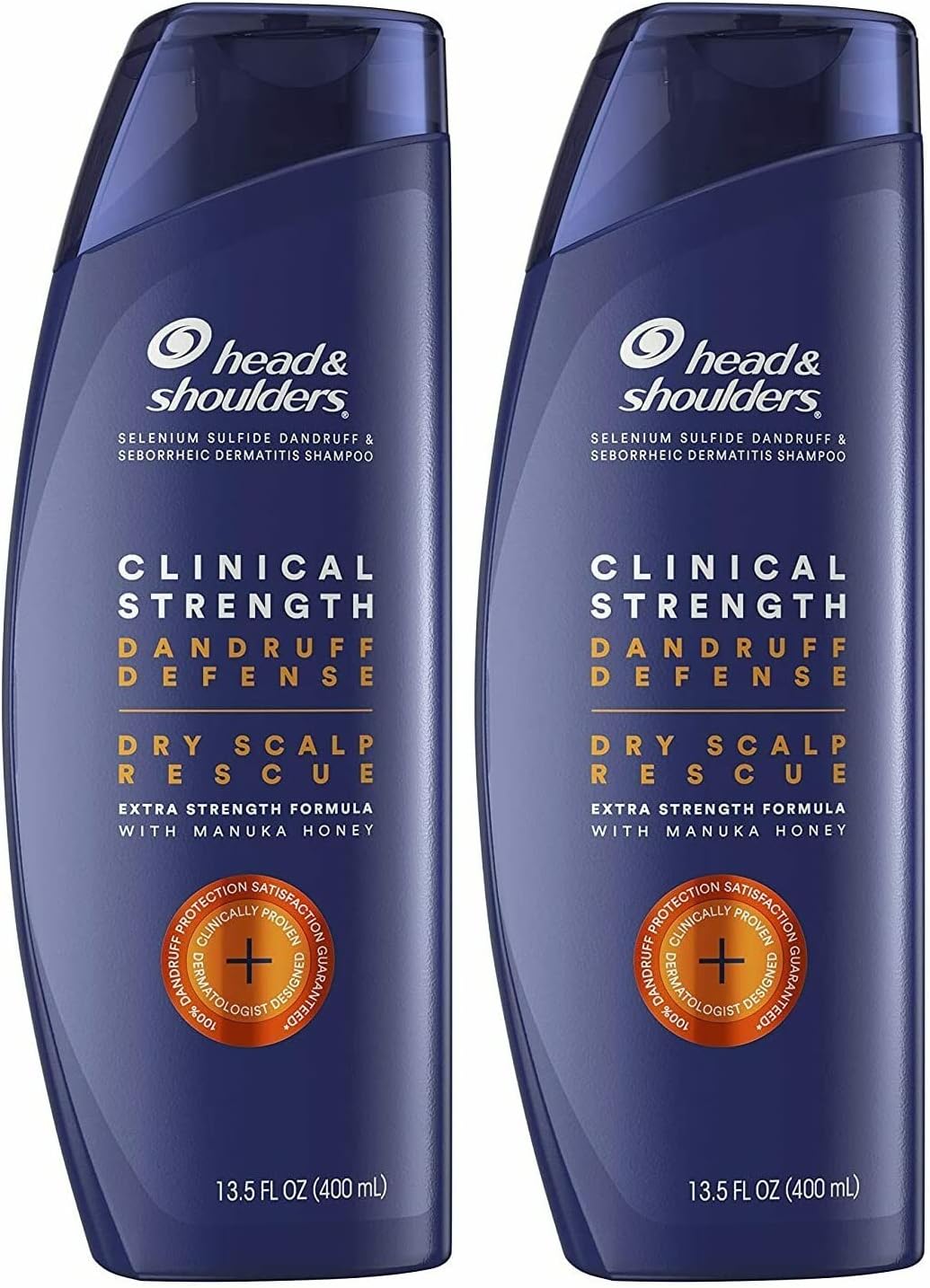 Head and Shoulders Shampoo, Clinical Strength Dandruff Defense - Dry Scalp Rescue, Extra Strength Formula with Manuka Honwy - Twin Pack