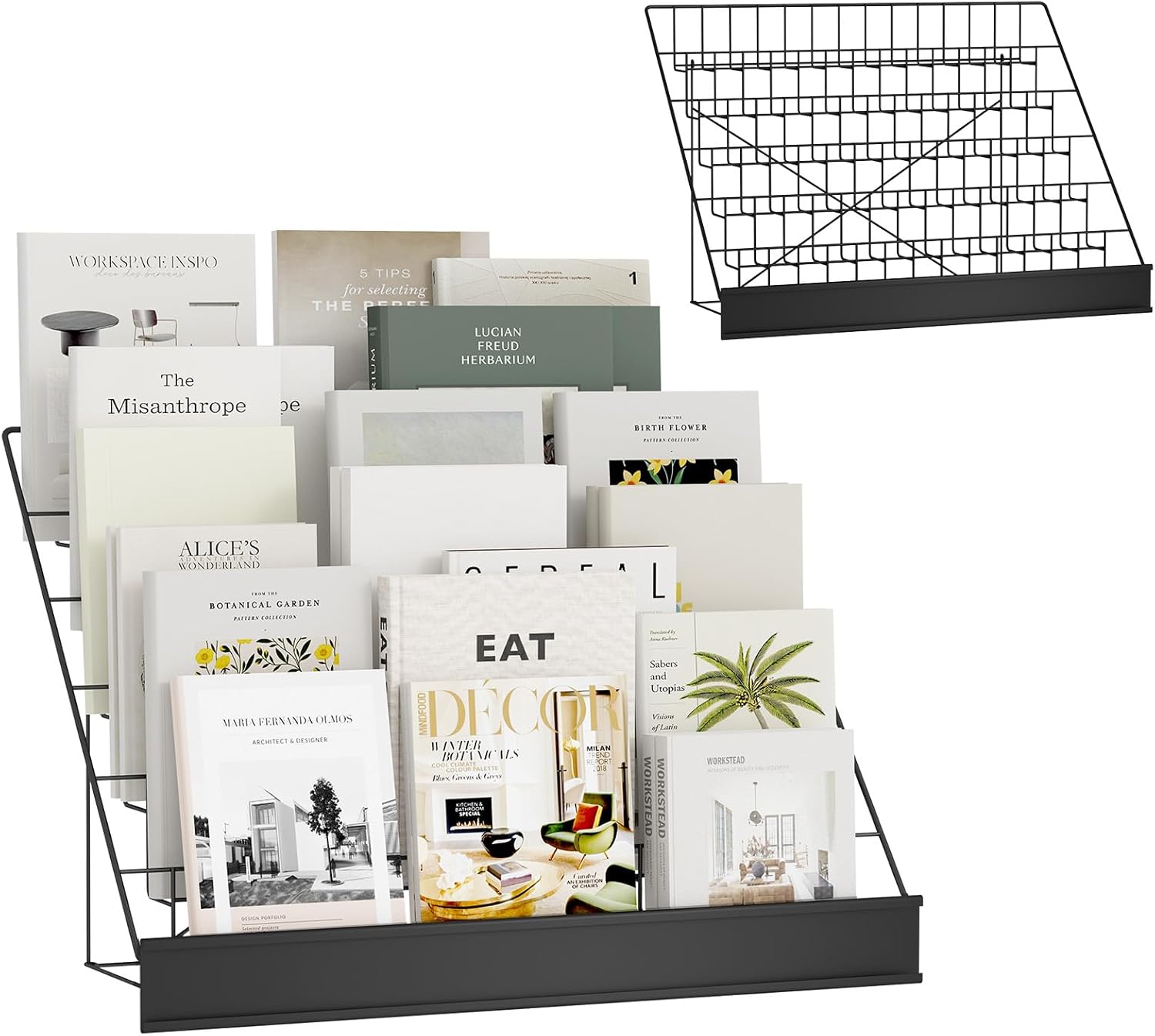6-Tier 30" Wide Metal Magazine Holders,Wire Countertop Rack with Sign Channel,Retail Book Brochure Magazine Display Stand Literature Greeting CD Card Rack for Book Signing,Vendor Booth