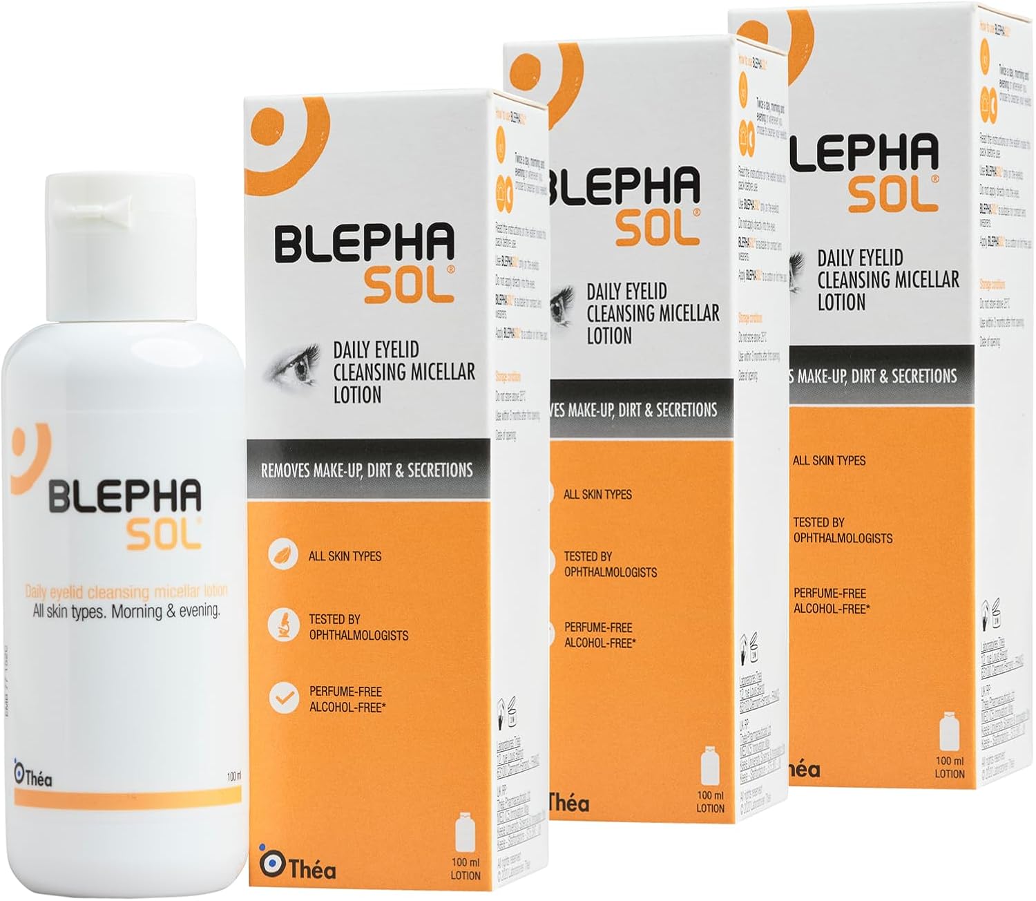 3 x Blephasol Micellar Eyelid Cleansing Lotion | Effective and Gentle Cleansing for Make-Up Removal, Inflamed and Sensitive Eyelids | Soap & Alcohol-Free | Pack of 3 x 100ml