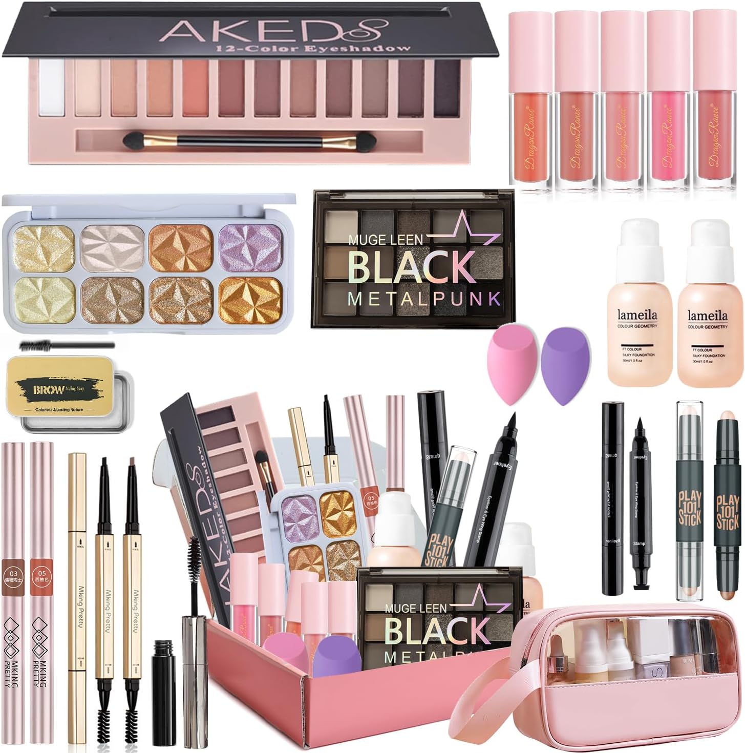 Makeup Set, Ruicen Make Up Sets Woman, Makeup Gift Sets for Women, Makeup Kit for Women Includes Foundation Eyeshadow Blush Lipstick etc Make Up Set for Teenage Girls Cosmetic With Storage Bag