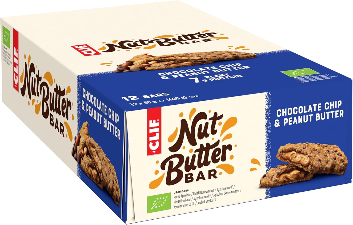 CLIF BAR Nut Butter Bar - Snack / Nutritional Protein Bar - Chocolate Chip Peanut Butter - Organic - 12 x 50 g