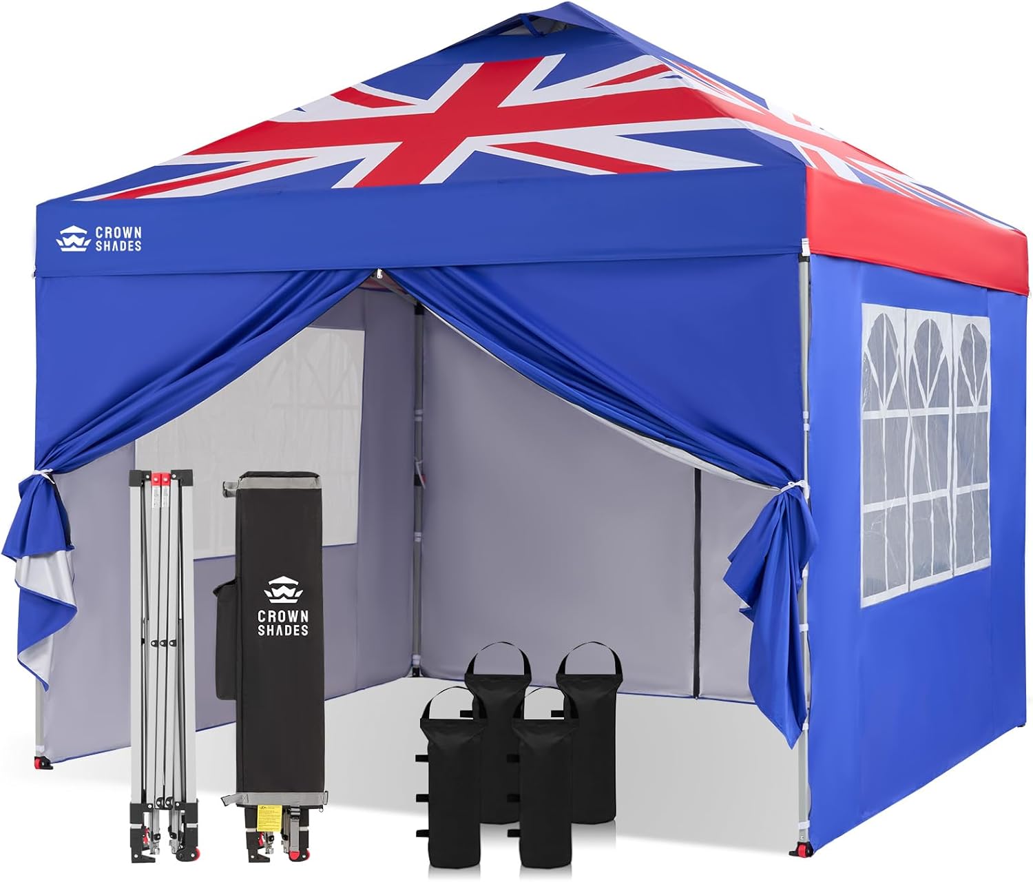 Pop Up Gazebo with 4 Sides, 3m x 3m Waterproof Pop Up Tent, Center Lock One Push Instant Garden Shelter, Heavy Duty Gazebo with Carry Bag, Bonus 8 Stakes and 4 Ropes