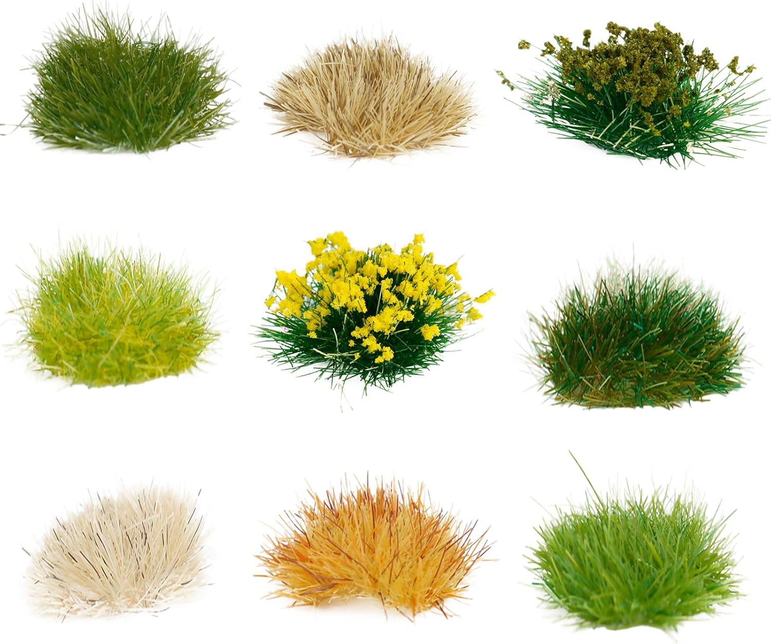 Warmtree 126 Pcs Static Grass Bushy Tufts Lowland Shrubs Tuft Terrain Model Kit for Train Landscape Railroad Scenery Sand Military Layout Model Miniature Bases and Dioramas
