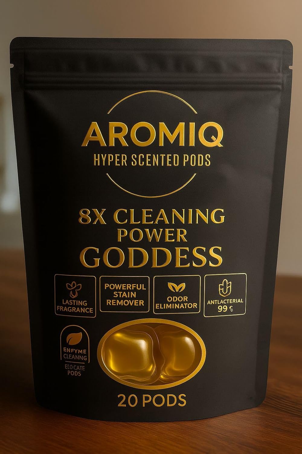 FK Collections AROMIQ Hyper Scented Laundry Pods, Goddess Fragrance with Vanilla, Lavender and Cocoa, 20 Wash Loads, Advanced Enzyme Formula