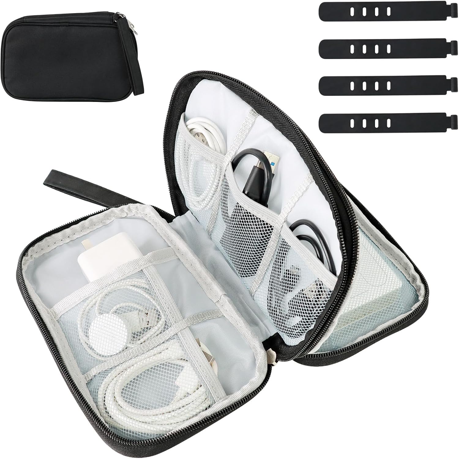 VINEST Waterproof Travel Cable Organiser Bag, Portable Electronics Travel Organizer, Double Layer Tech Pouch, Large Capacity Travel Organiser, Tech Bag Cable Case for USB Drive Power Bank