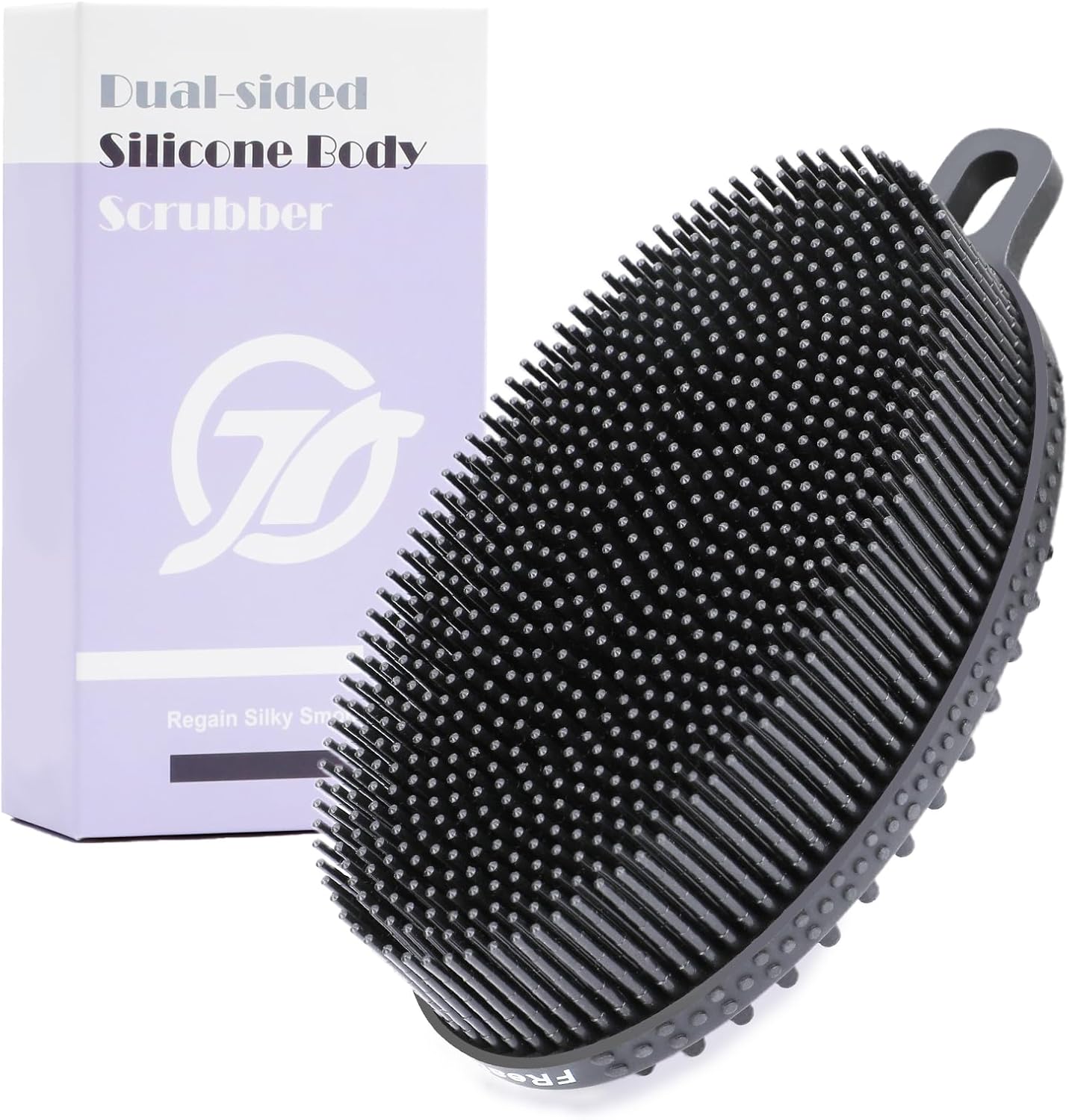FREATECH Silicone Body Scrubber Gentle Exfoliating Bath Shower Body Cleansing Brush, More Hygienic Than Loofah, Easy to Clean and Durable, for Men Women Kids, Sensitive Skin, Black