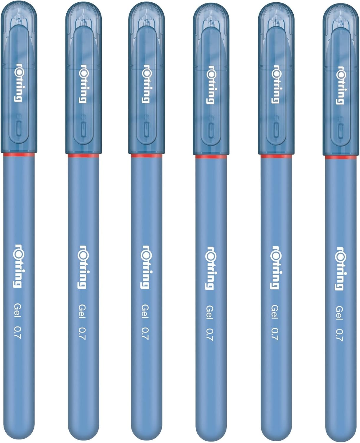 rOtring Gel Rollerball Pens - Medium Point 0.7mm - Rubber Grip - Pack of 6 - Light Blue Ink - Smooth Quick Drying Gel Ink