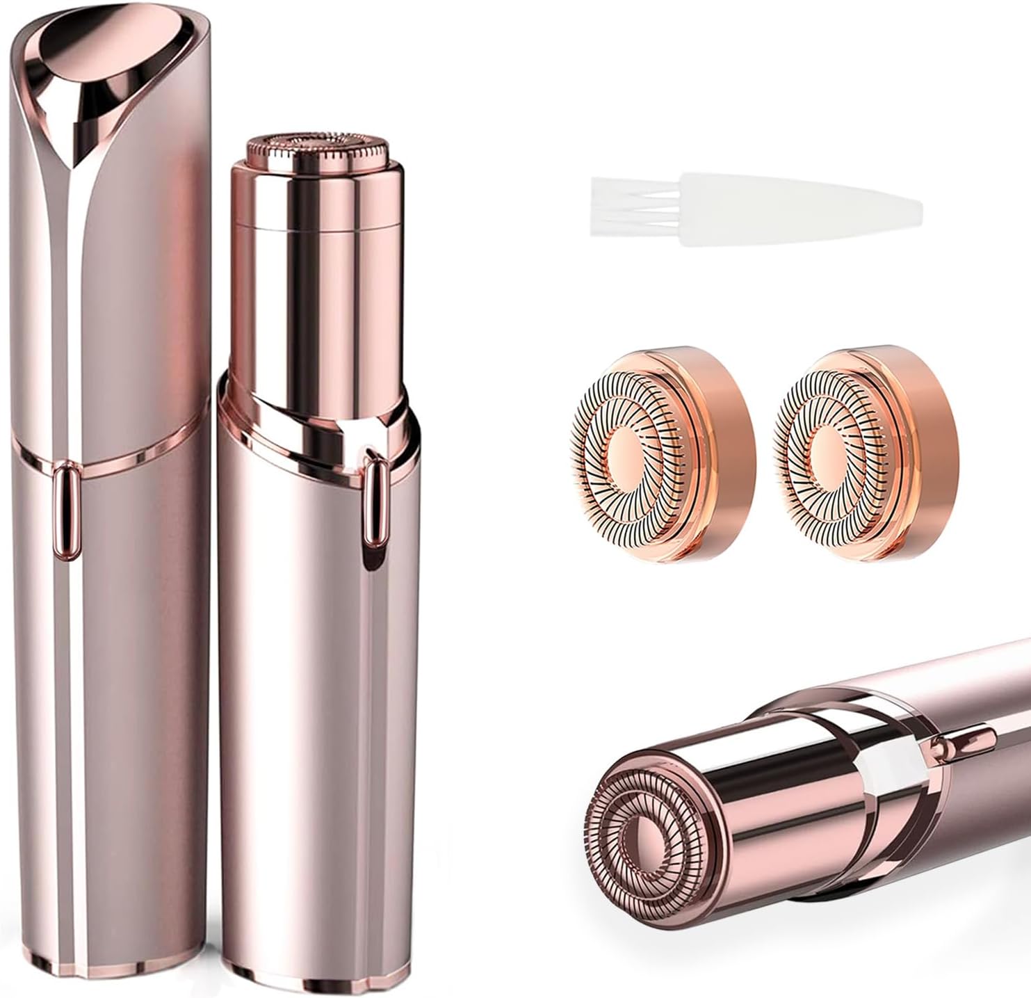 Women Facial Hair Removal Device Battery Operated with 2 Replacement Heads, Ladies Face Shaver for Peach Fuzz Upper Lip, Chin, Facial Hair Remover for Women