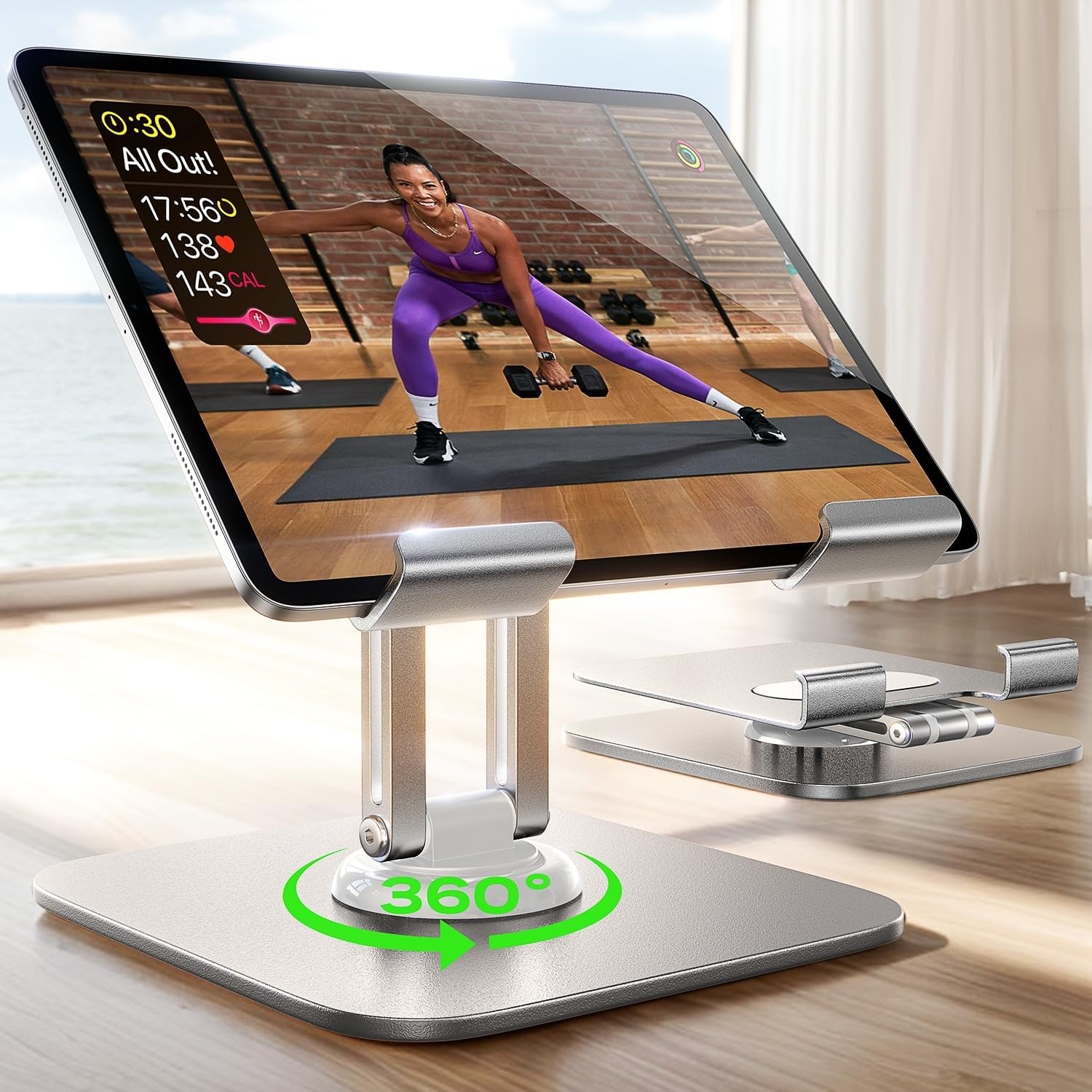 LISEN for iPad Stand Holder Adjustable Tablet Stand for Desk, 2025 for iPad Accessories for Computer Accessories Holder for Desk Kindle Table Mount/Monitor/PS/Switch iPhone 12.9"-4.7" (Sliver)