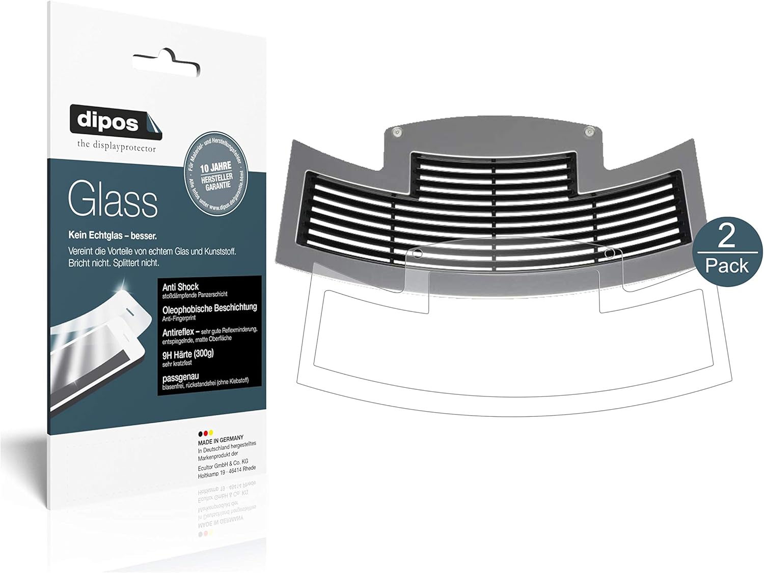 dipos I 2x Screen Protector matte compatible with Jura WE6 to model 2017 Cup tray cover Flexible Glass 9H Display Protection