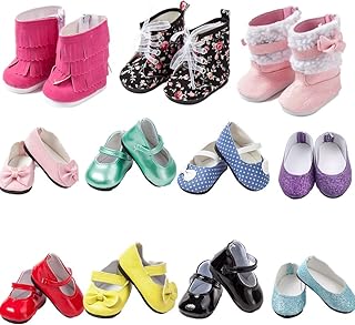 6 Pairs of Doll Shoes Include Boots Leather Shoes Fits 18 Inch American Girl Doll