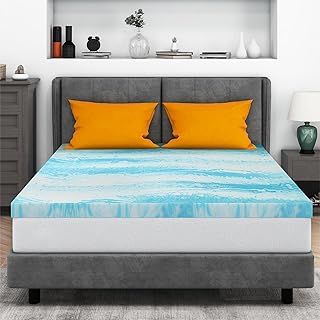 Mattress Topper Queen, 2 Inch Gel Memory Foam Bed Topper for Queen Size Bed, CertiPUR-US Certified, Blue