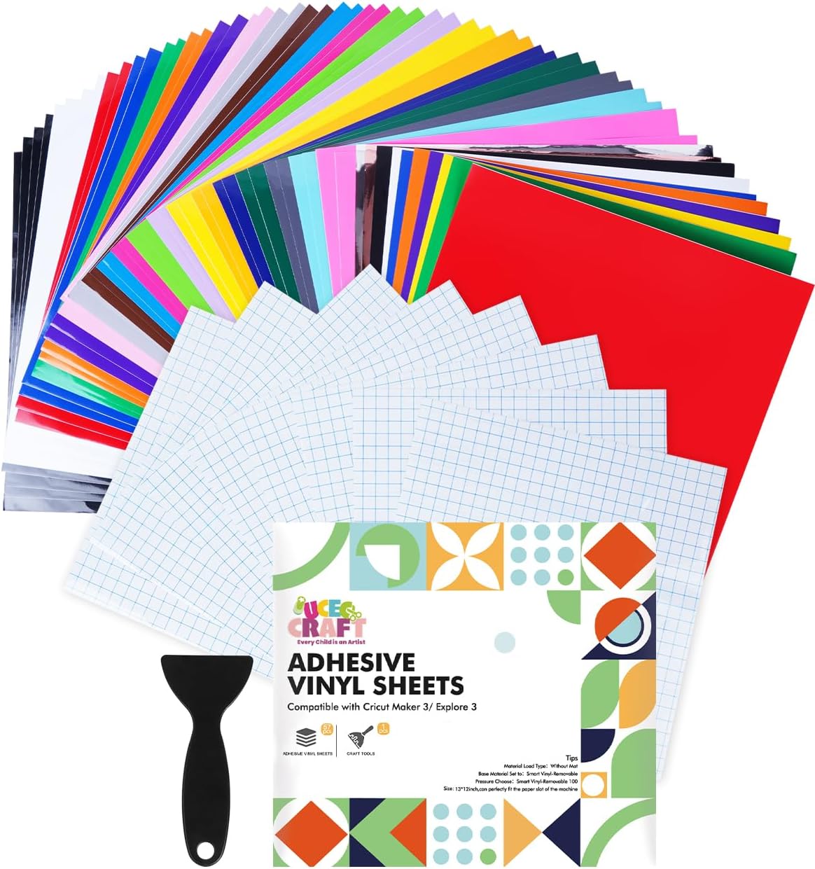 UCEC 66 Pcs Permanent Vinyl for Cricut Maker 3/Explore 3, Self Adhesive Vinyls 12" X 12" - 32 Assorted Colors Adhesive Vinyl for Cricut Machine, Ideal for Party Decoration, Deco Sticker, DIY Mug