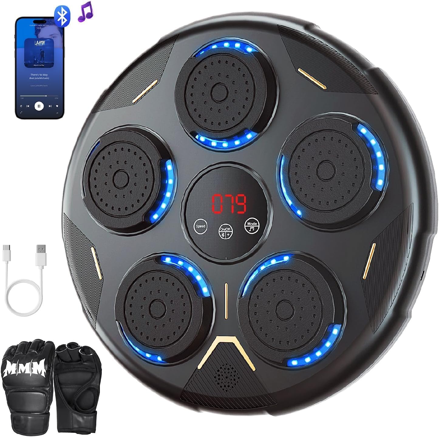 Music Boxing Machine, Boxing Machine with Beat Sync, Music Boxing for Adults and Kids, 9 Modes & 9 Speeds Includes Boxing Gloves