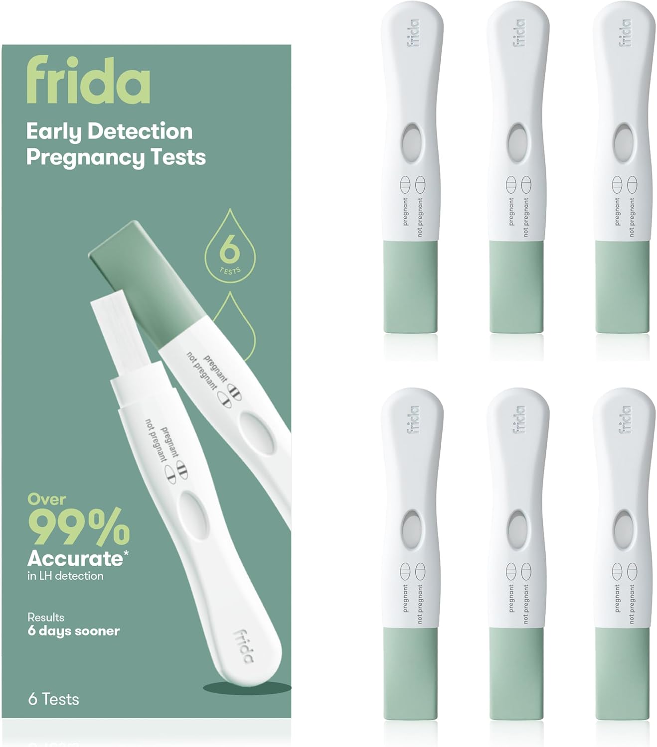 Frida Fertility Early Detection Pregnancy Tests | Easy at Home Pregnancy Tests, Over 99.9% Accurate HCG Test Strips, Early Results, Quick + Easy to Use | 6 Pregnancy Tests