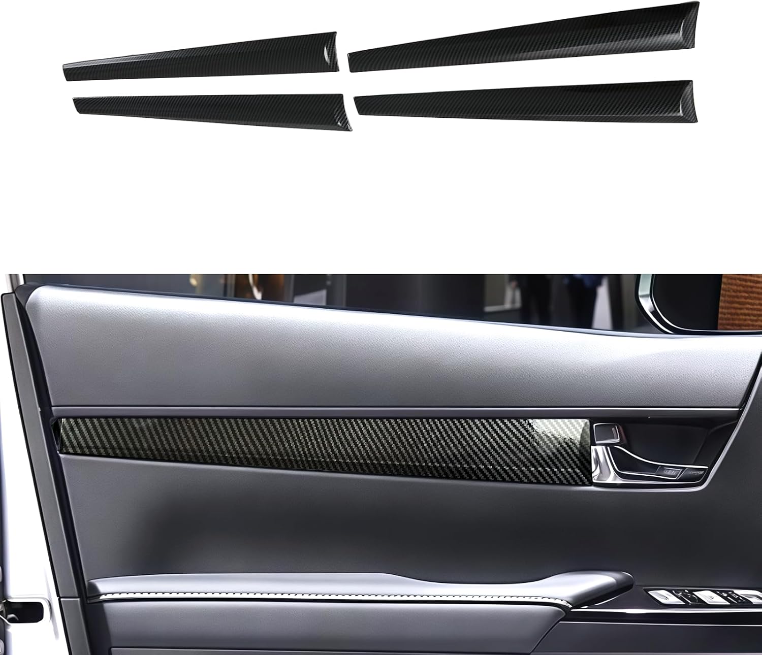 Inner Door Molding Trim Cover ABS Carbon for Toyota Hilux 2016-2025
