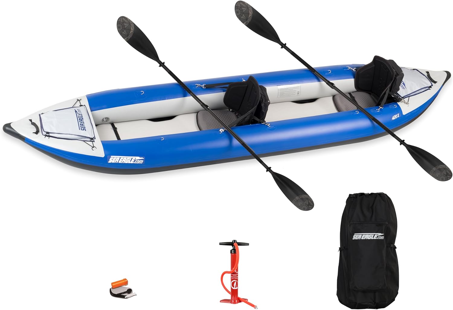 Sea Eagle 420X Explorer Inflatable Kayak- Fishing, Touring, Camping, Exploring &White Watering-Self Bailing, Removable Skeg, Drop Stitch Floor