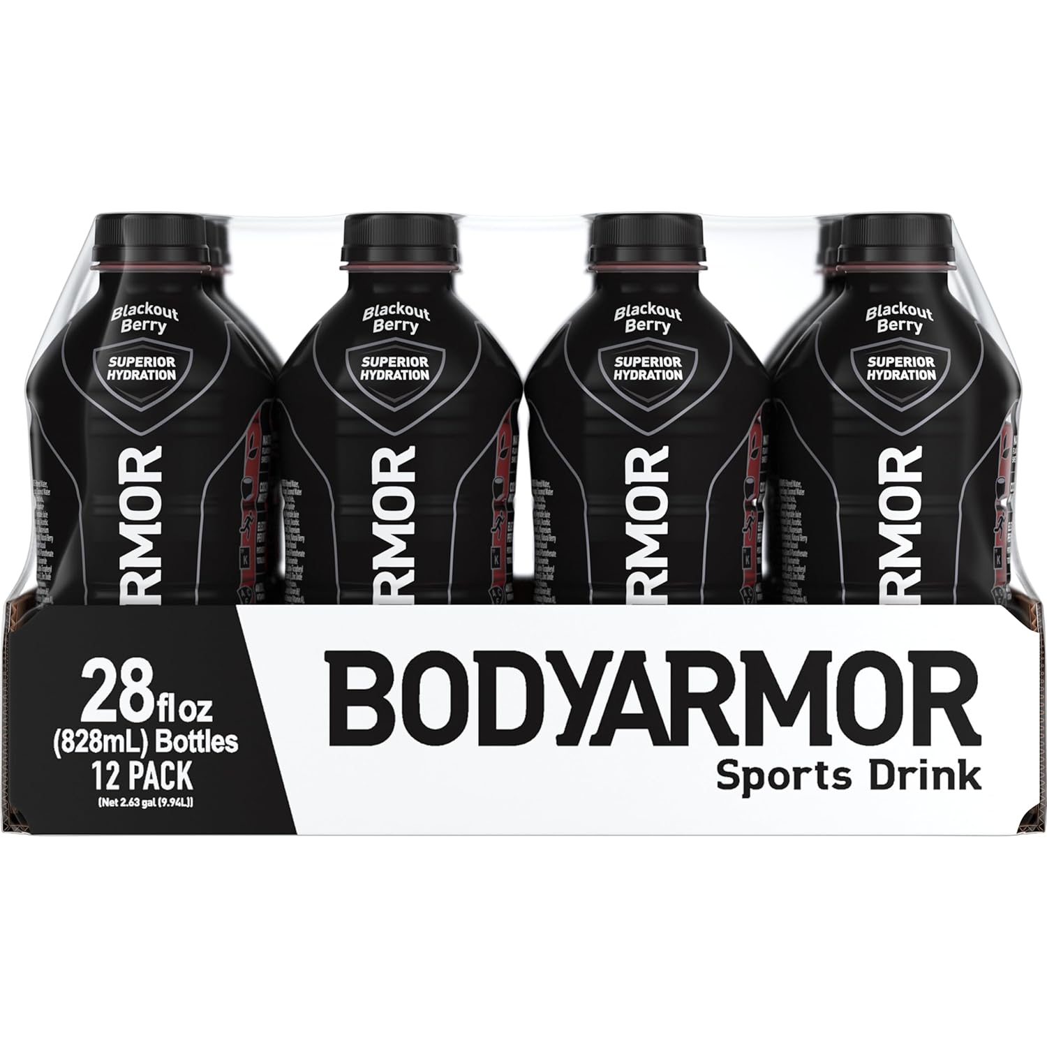 BODYARMOR Sports Drink Sports Beverage, Blackout Berry, Coconut Water Hydration, Natural Flavors With Vitamins, Potassium-Packed Electrolytes, Perfect For Athletes, 28 Fl Oz (Pack of 12)
