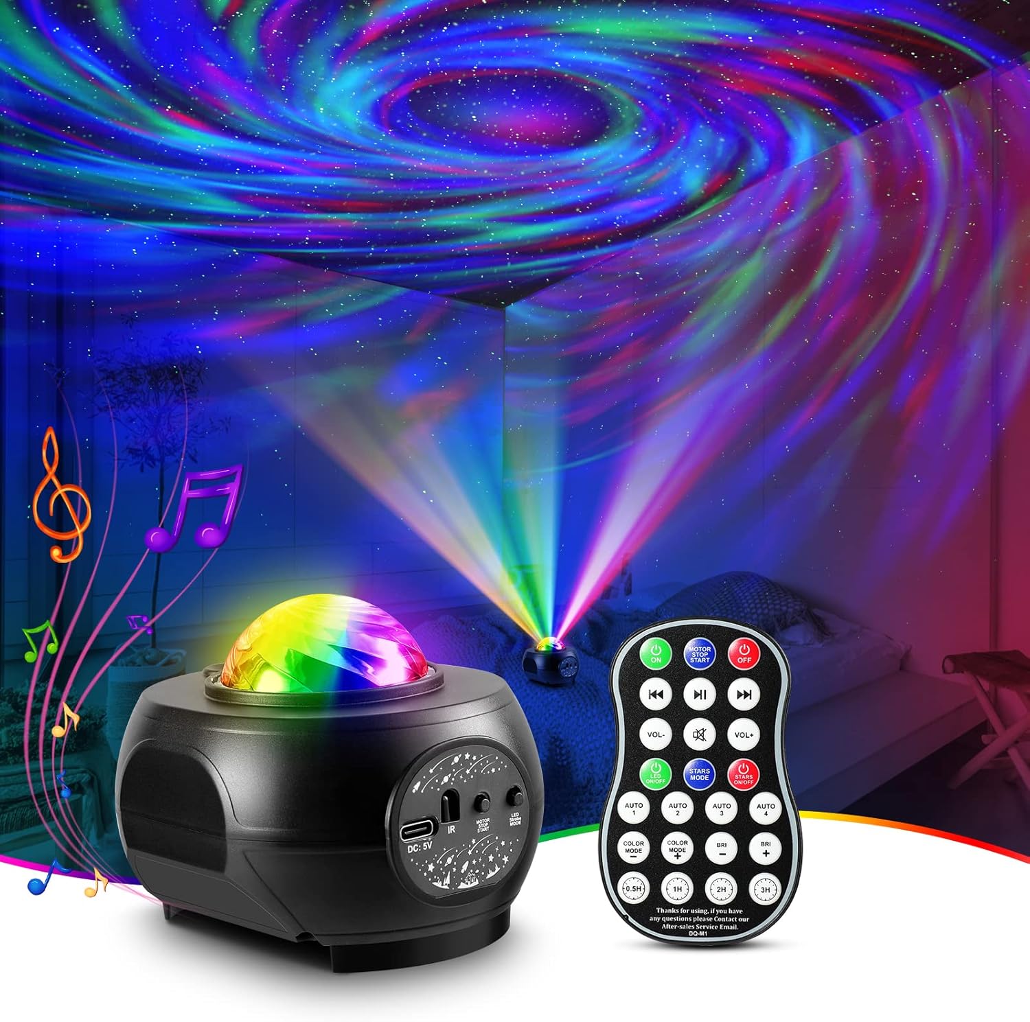 Black Hole Galaxy nebular Disco Light Party Christmas bar Pub Lights LED Night Star Projector Ball Bedroom Home Living Room Decor Birthday Present (DQ-M1)