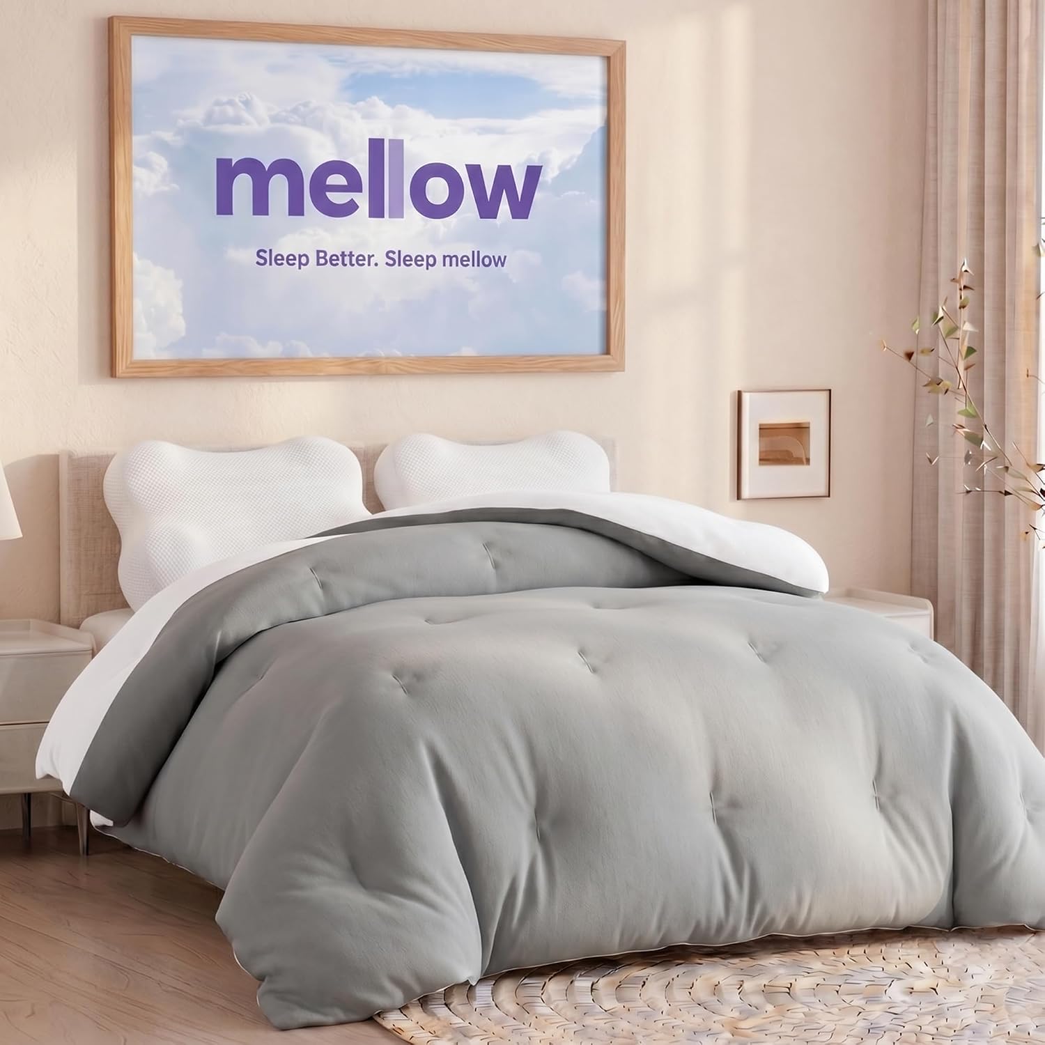 Mellow Marshmellow Comforter, Oeko-TEX Fabric (Gray, King/Cali King)