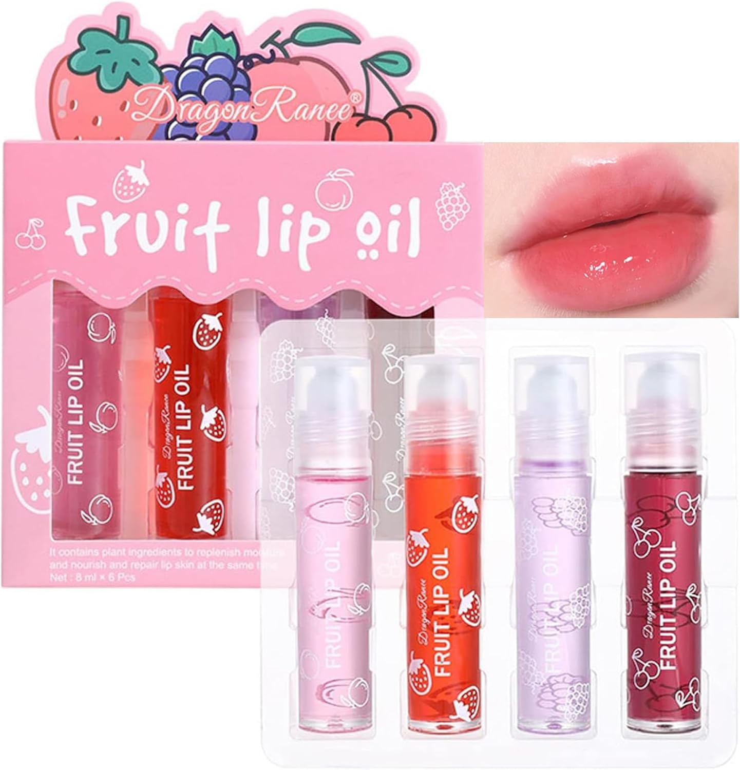 Lip Oil Set, Clear Lip Gloss Sets Fruit Liquid Lipstick, Set Moisturizing Girls Lip Balm Long Lasting Lip Glow Oil Lip Care Lip Mask, Gifts For Girls For Dry And Chapped Lips