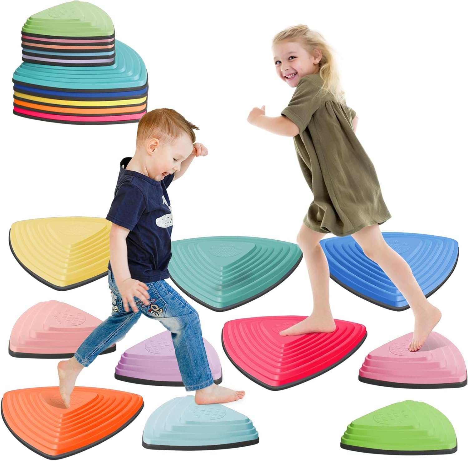 Stepping Stones for Kids Non-Slip Balance River Stones Toys Promoting Children's Coordination Skills Obstacle Courses Sensory Toys for Toddlers Indoor & Outdoor