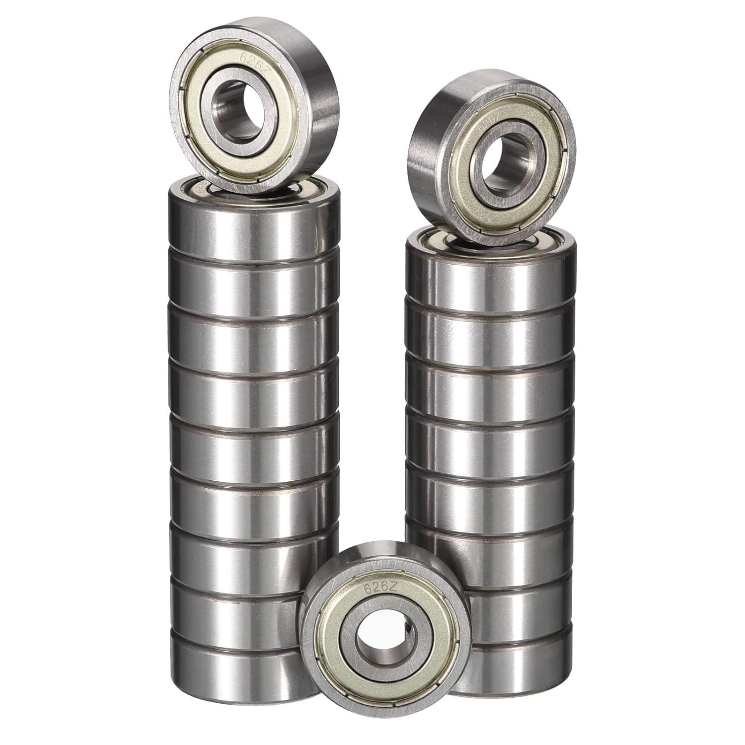 626ZZ Deep Groove Ball Bearings, ID 6mm x OD 19mm x Width 6mm Miniature Bearings, Double Metal Shielded Ball Bearing Chrome Steel Z2 Lever 20pcs