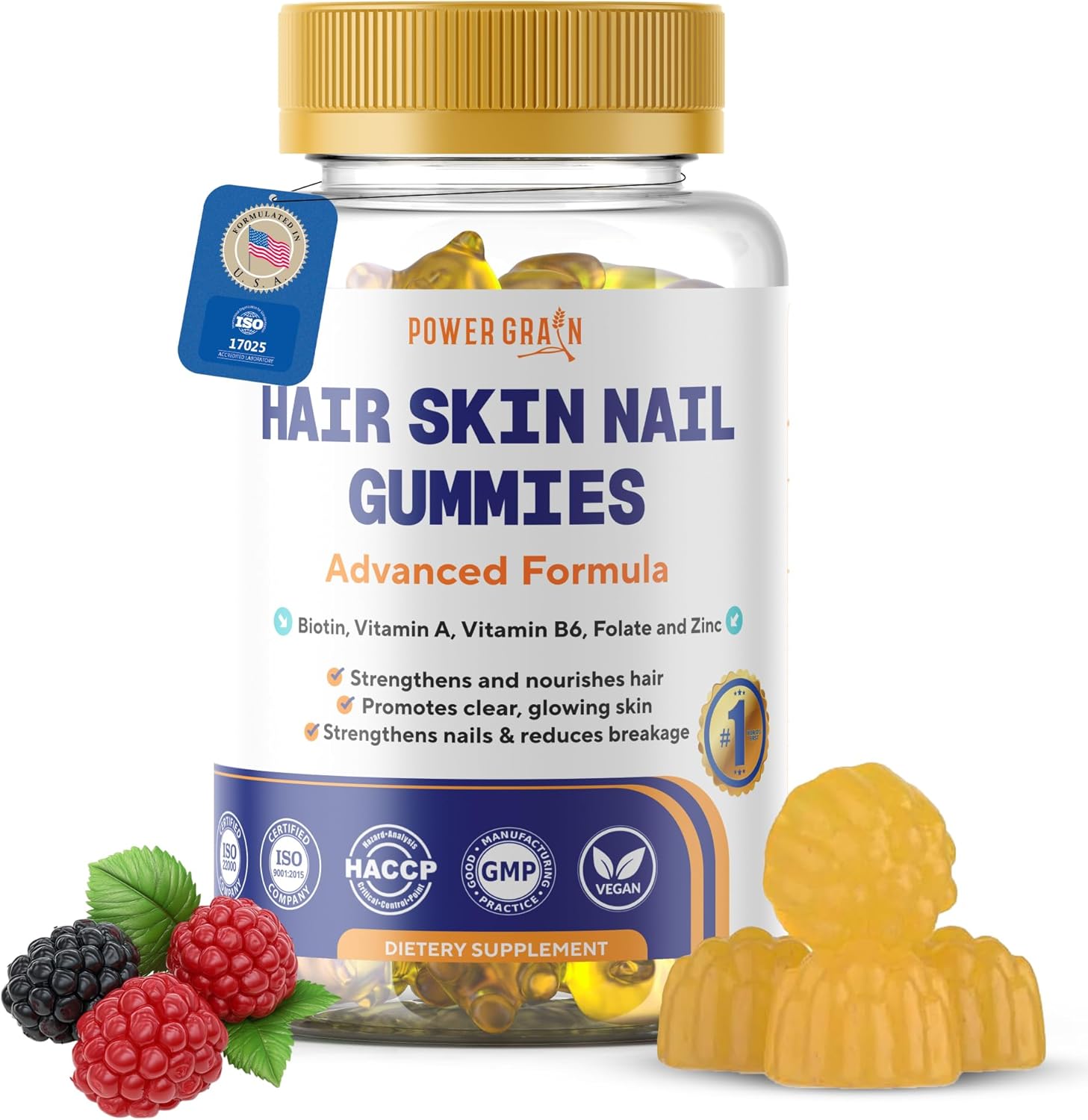Hair Skin and Nails Gummies – 5000 Mcg Biotin Vegan Vitamins for Men & Women – Promotes Healthy Hair Growth, Strong Nails, Radiant Skin – 10X Extra Strength Formula