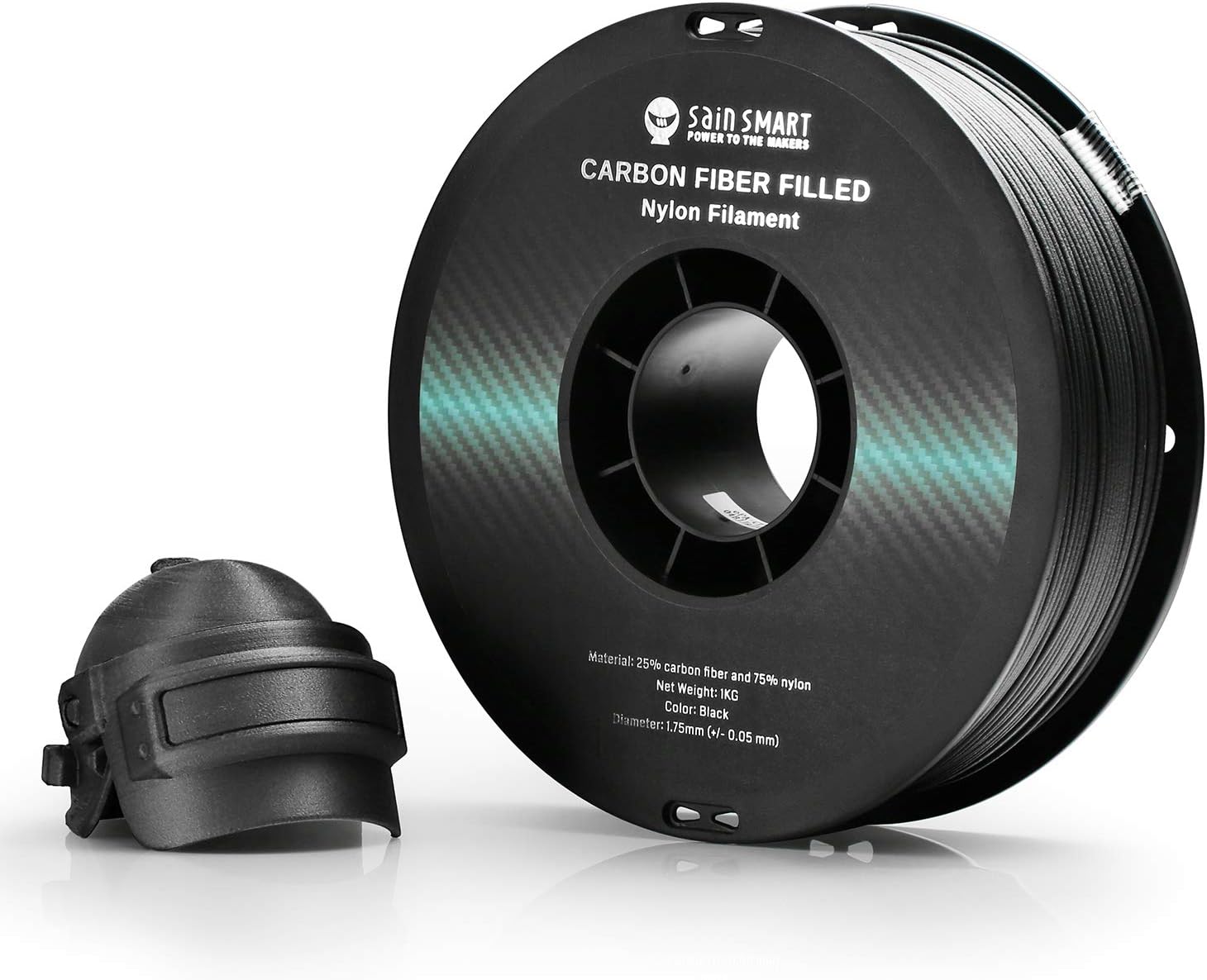 SainSmart 1.75mm Black ePA-CF Carbon Fiber Filled Nylon Filament 1KG (2.2lbs) Spool for 3D Printer