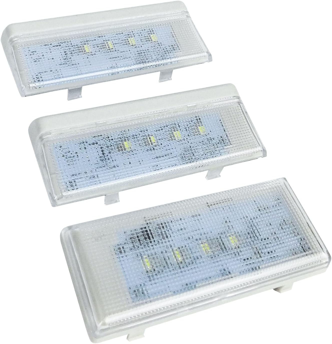 2 Pcs W10515057 & 1 Pc W10515058 Refrigerator LED Light Set With Tapered Lens and Bezel, Compatible with Whirlpool, Kenmore, Maytag, and KitchenAid Refrigerators LED Light SET (3 pc)
