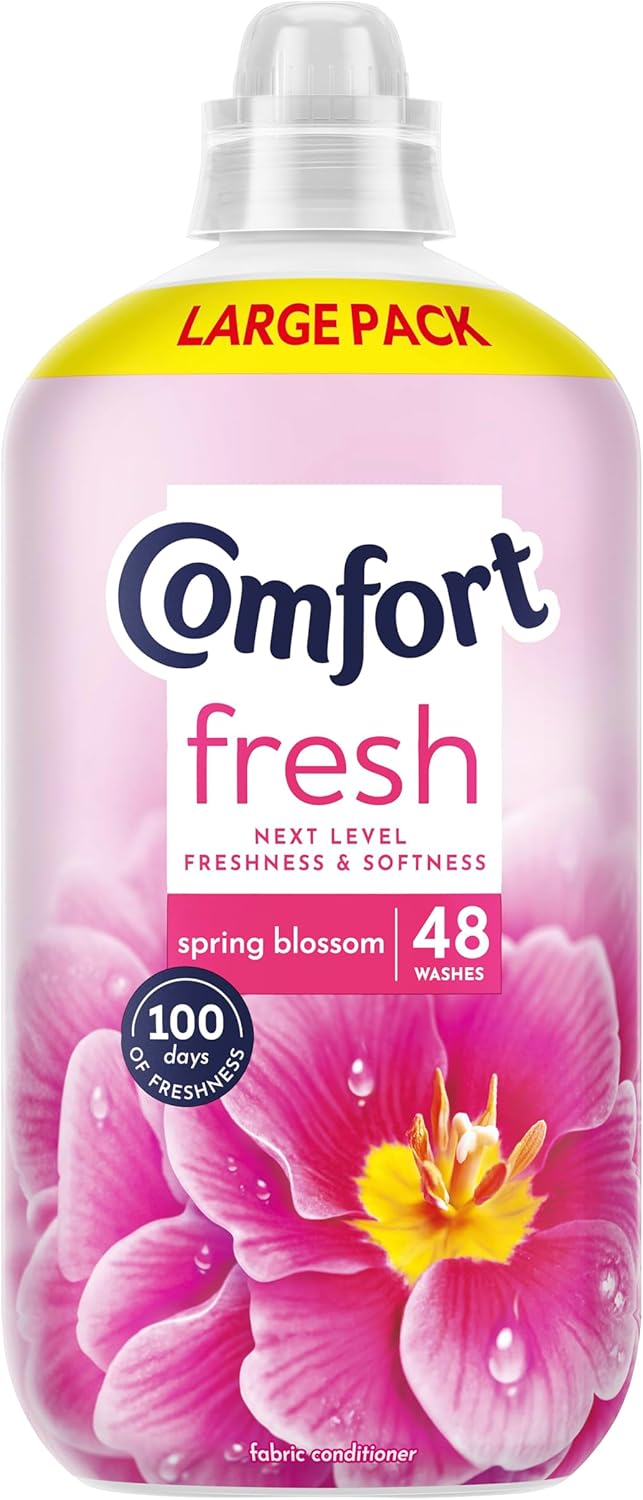 Comfort Fresh Spring Blossom Fabric Conditioner Softener with Motion-Activated Fragrance Technology 100 Days of Freshness 48 washes (1.44 L)