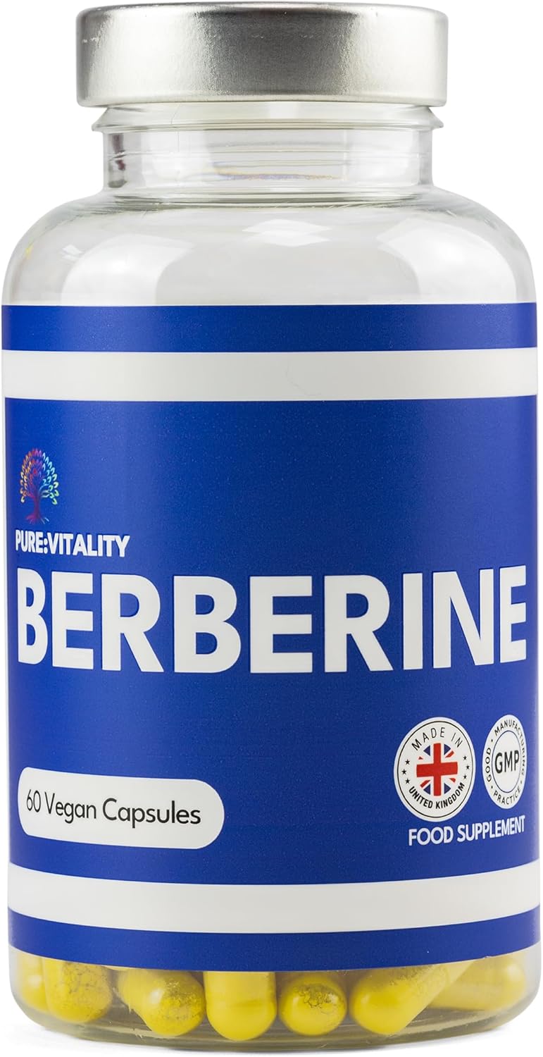 Pure Vitality: Berberine HCL 60 Vegan Capsules - 98% Purity - UK GMP Certified Manufacturer