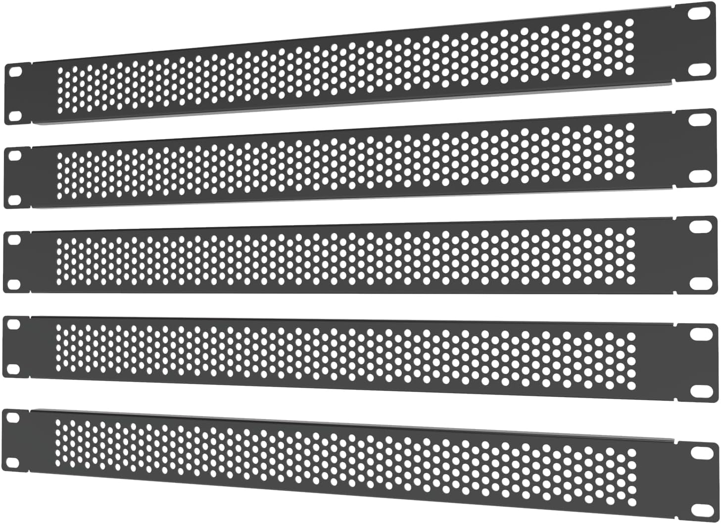 5 Pack 1U Venting Blank Panel - Steel Blank Rack Mount Panel Spacer for 19in Server Rack Cabinet or Enclosure, Black (1UVBP5PC)
