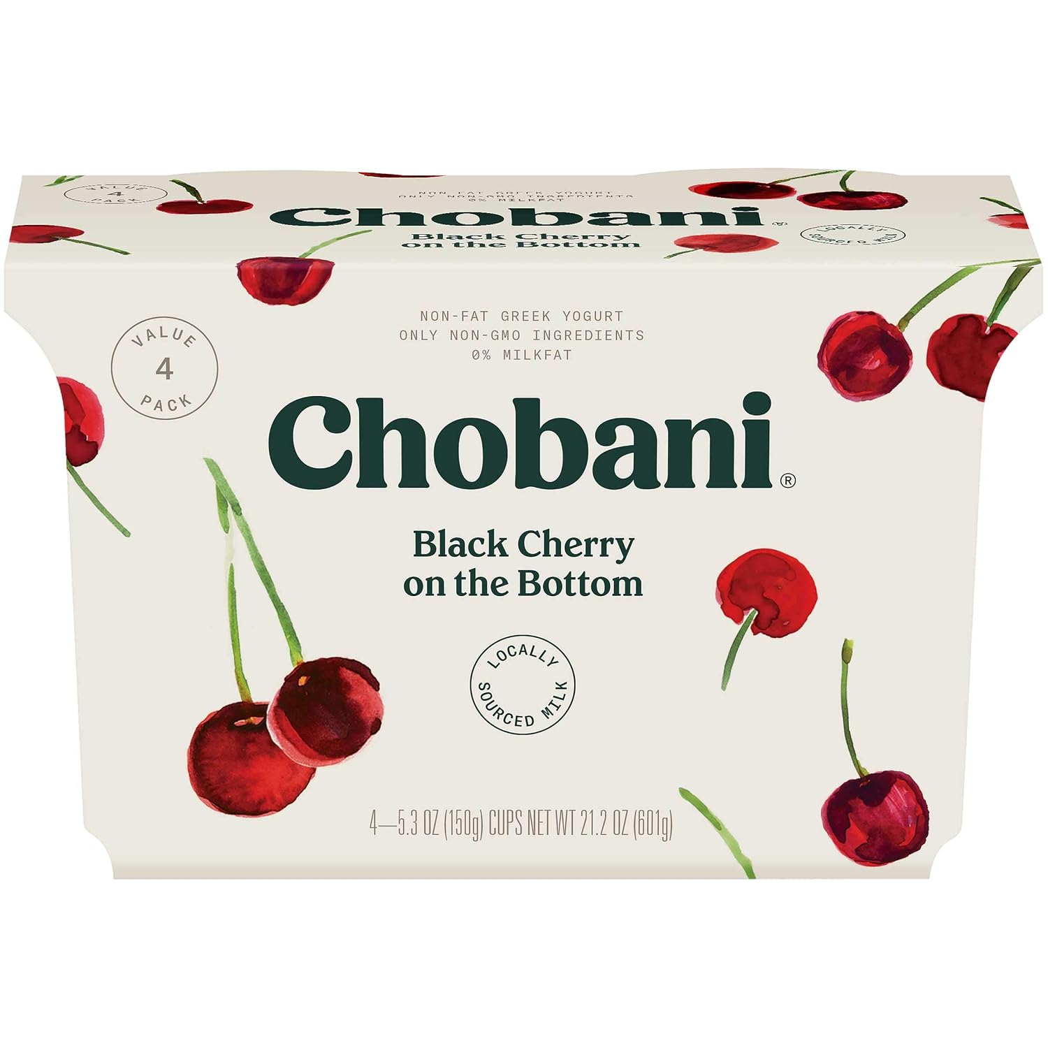 Chobani Greek Yogurt 0 Percent Black Cherry, 21.2 Ounce -- 6 per case.