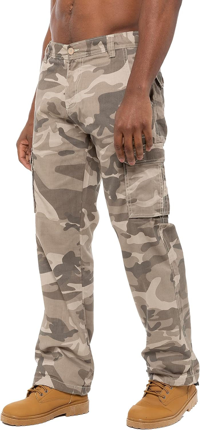 BRAND KRUZE Mens Cargo Combat Trousers KZ116 Camouflage Green Camo Summer Pants Jeans All Waist Sizes