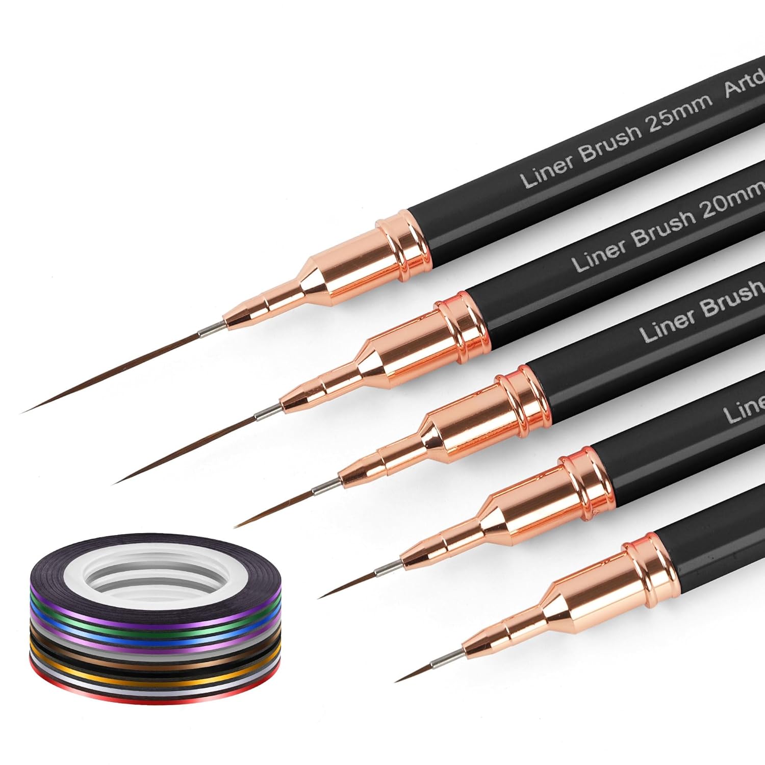 Artdone Nail Striping Tape Lines Kit With Nail Art Pens Dotting Tools And Liner Brushes For Gel Polish Small Detail Drawing Design Paint